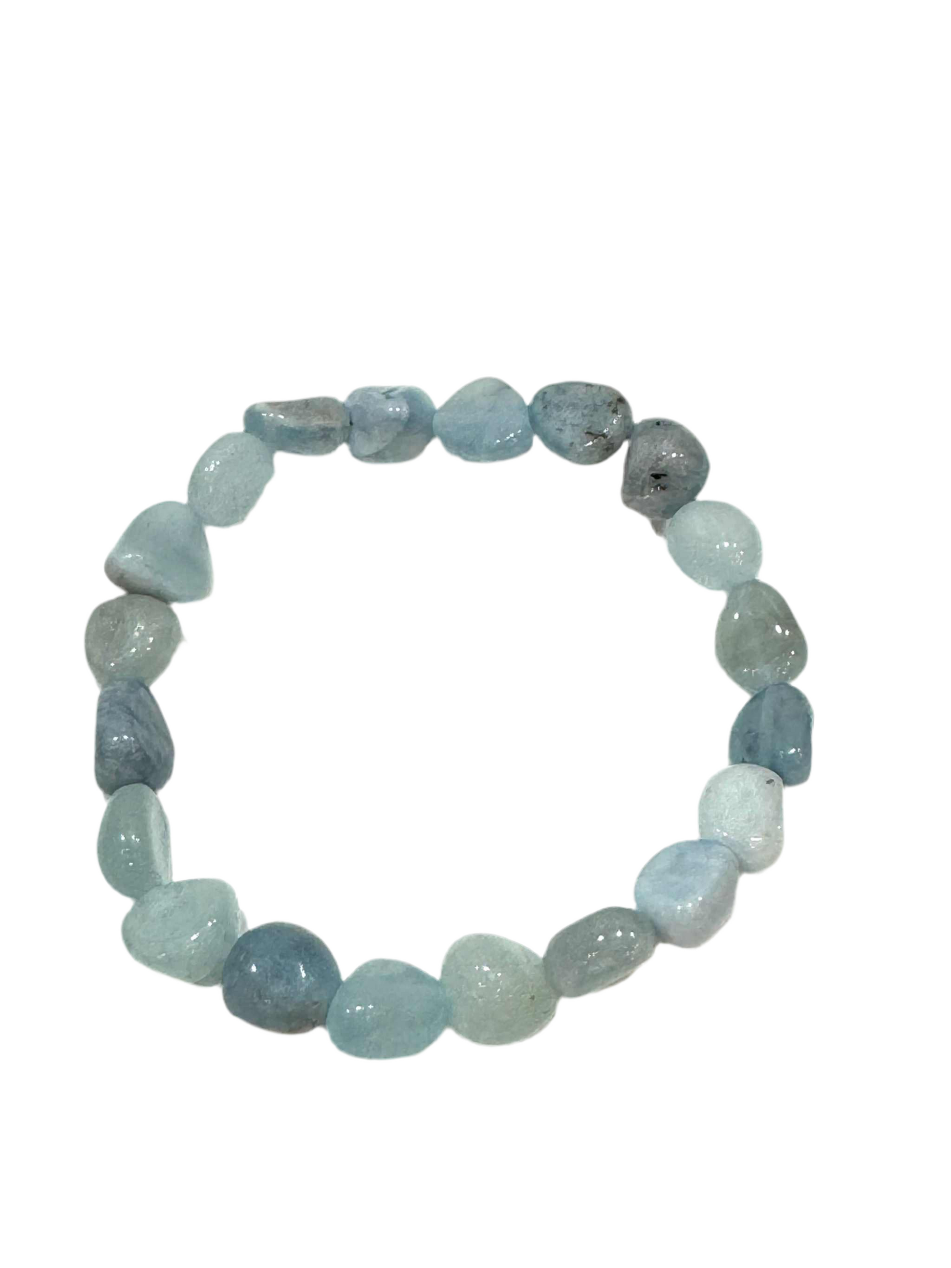 Aquamarine Polished Chips Beaded Bracelet