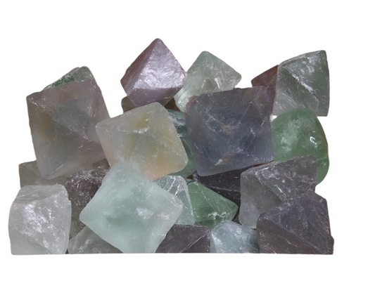 Fluorite crystal octahedron cluster showcasing clarity and harmony.