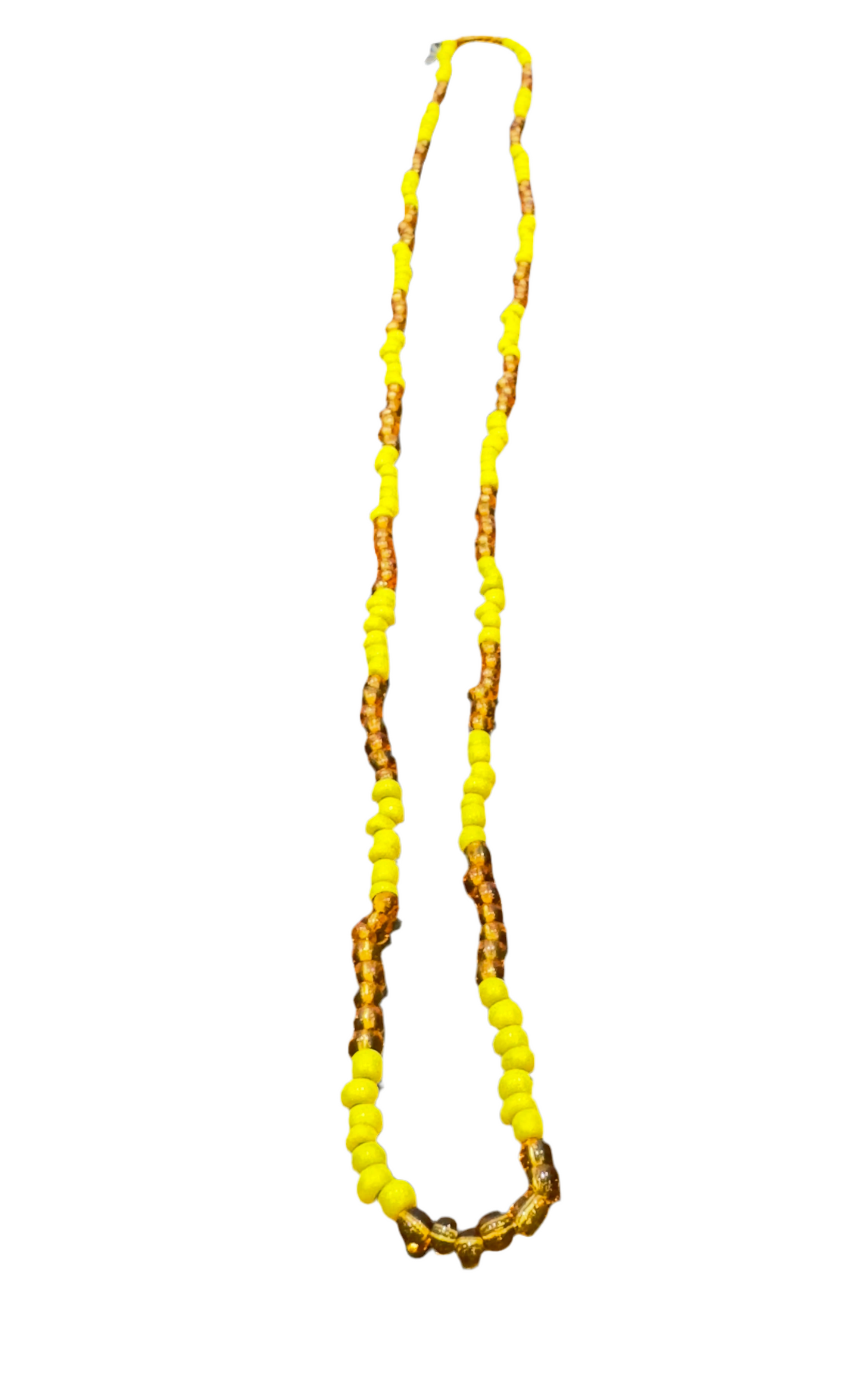 Oshun Orisha Amber and Yellow Beaded Long Necklace