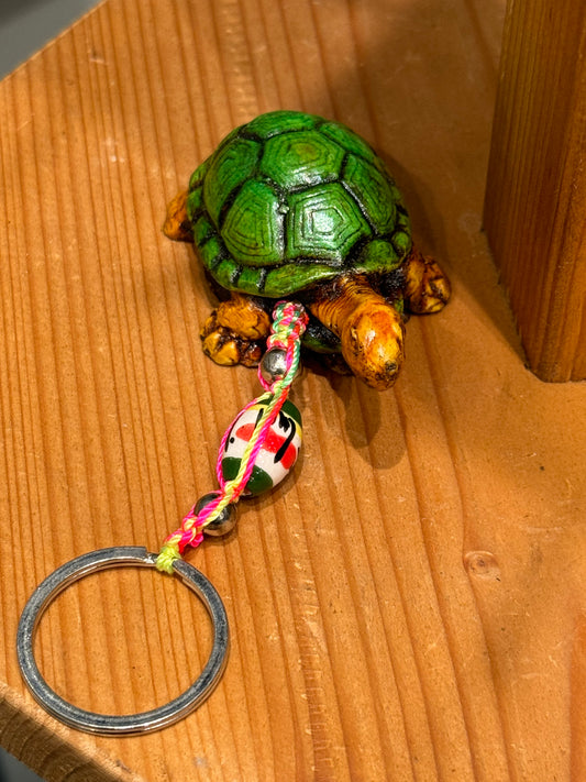Turtle Land Animal Durepox Resin Figurine Keychain Multi Color Cord