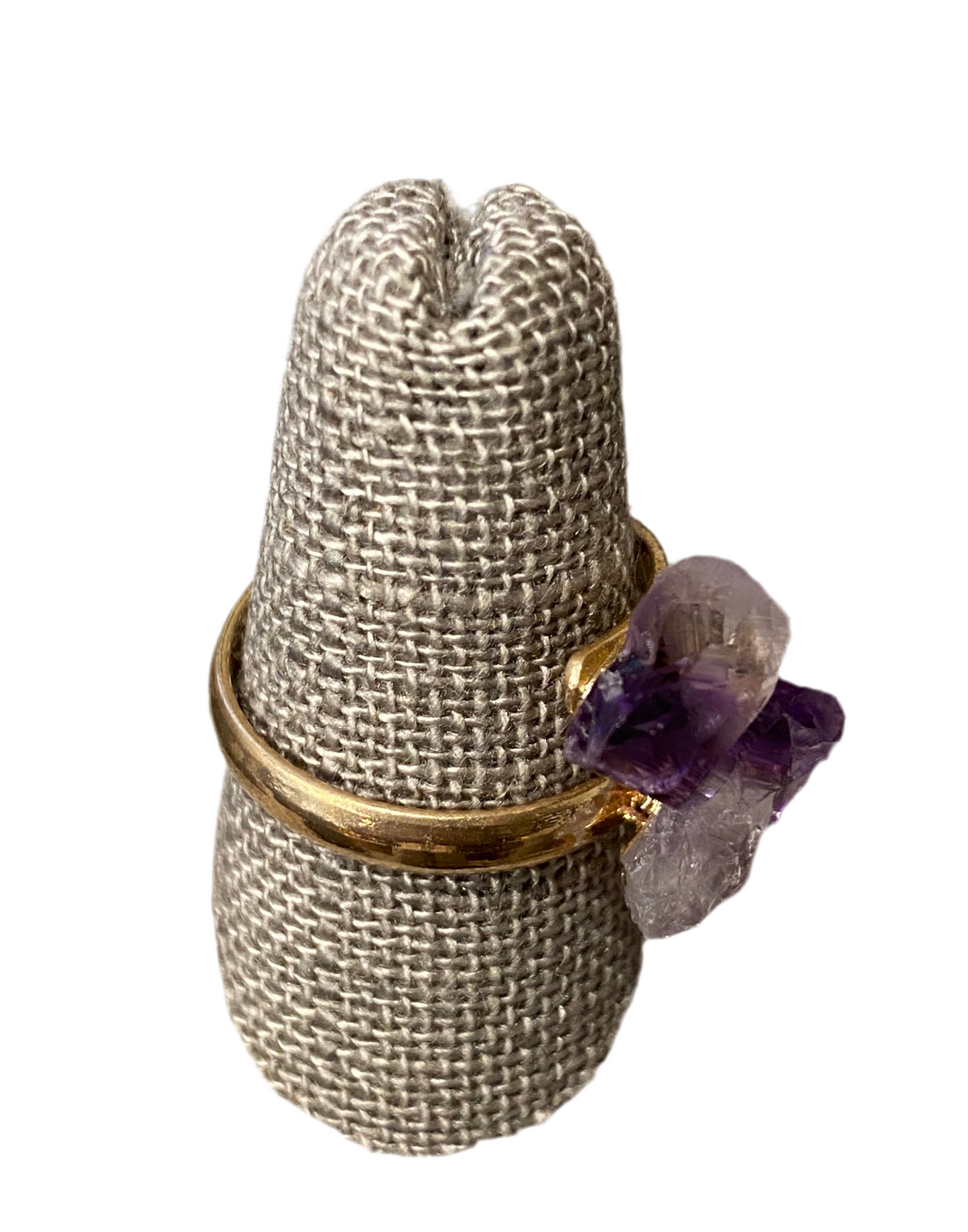 Amethyst Ring With Adjustable Gold Color Band