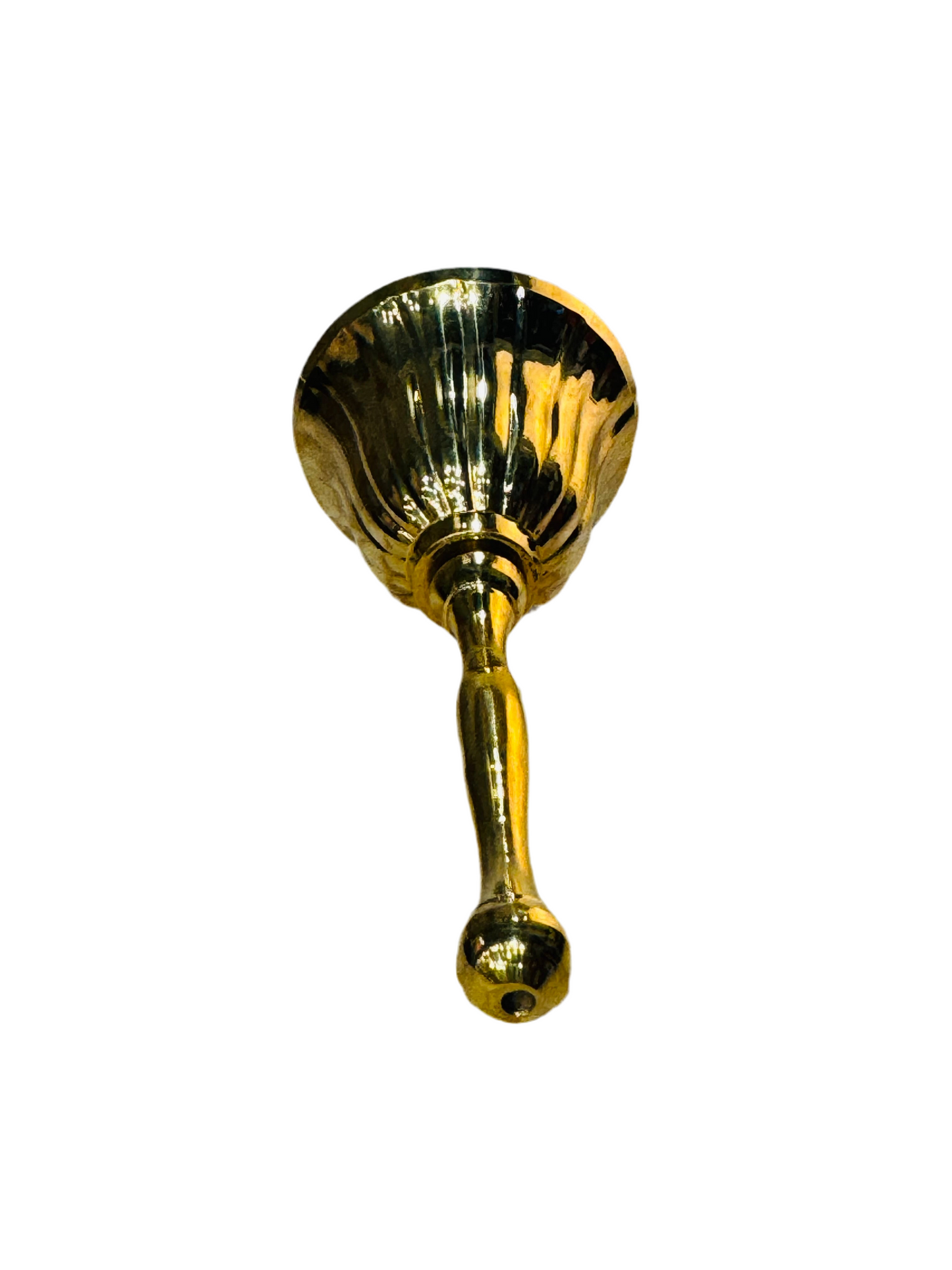 Brass Bell with decorative scalloped outer bell and slender handle 4”