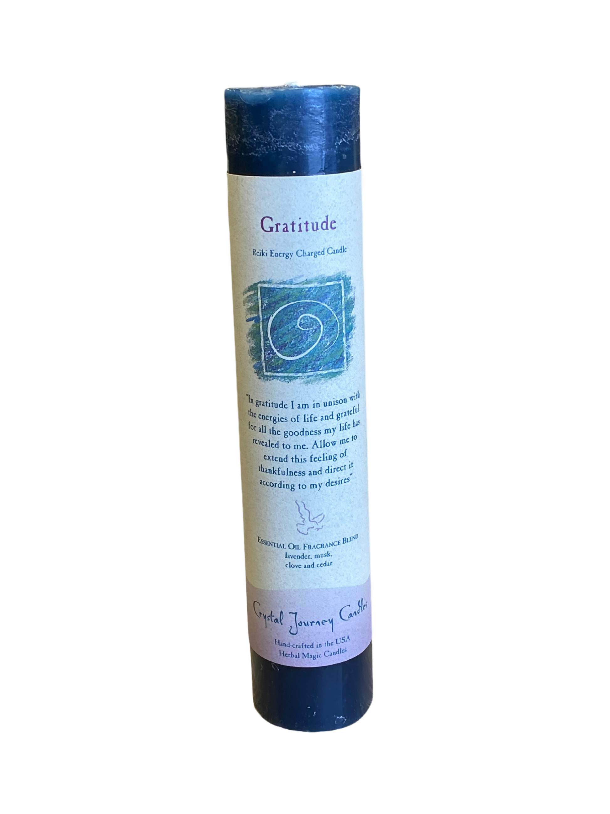 Crystal Journey Reiki Pillar Candle Gratitude