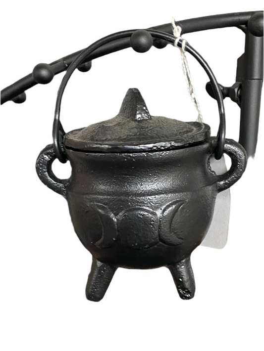 Cast Iron Triple Moon Cauldron for spiritual rituals and ceremonies.