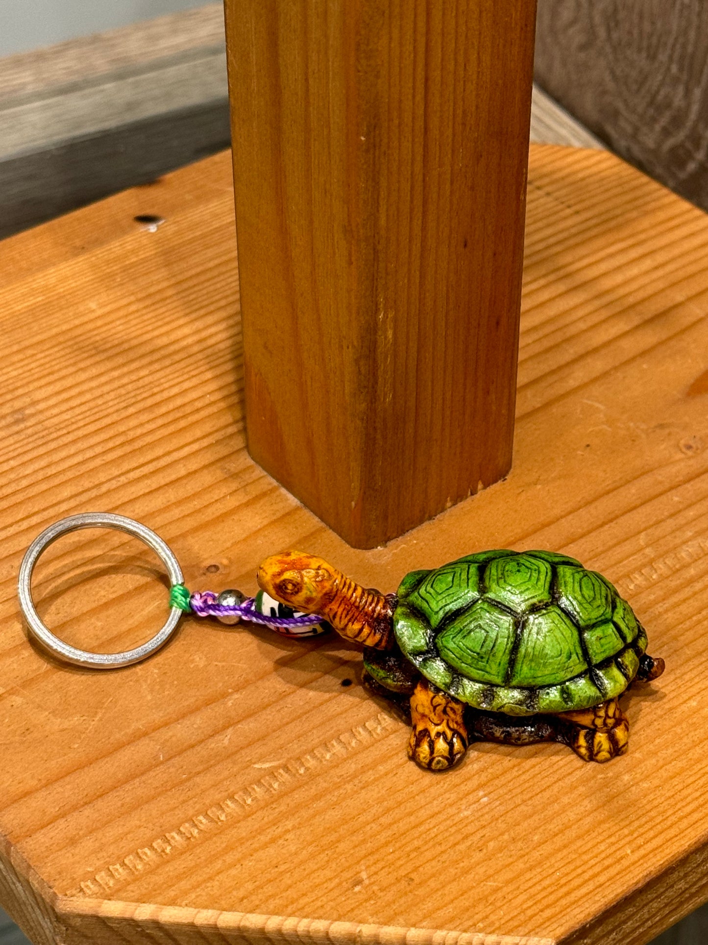 Turtle Land Animal Durepox Resin Figurine Keychain Purple Cord