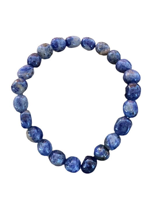 Sodalite gemstone beaded string bracelet with 6mm round stones.