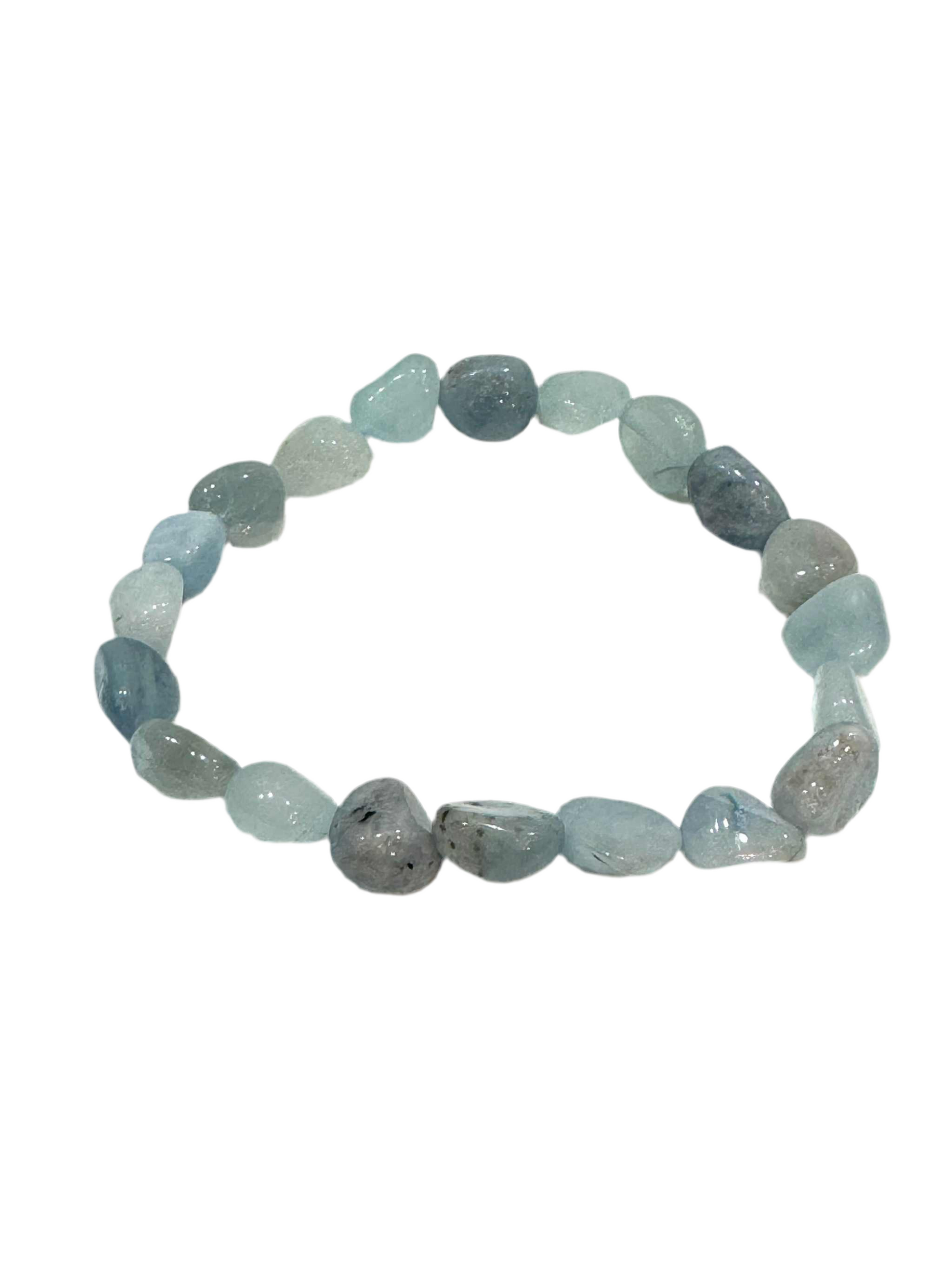 Aquamarine Polished Chips Beaded Bracelet