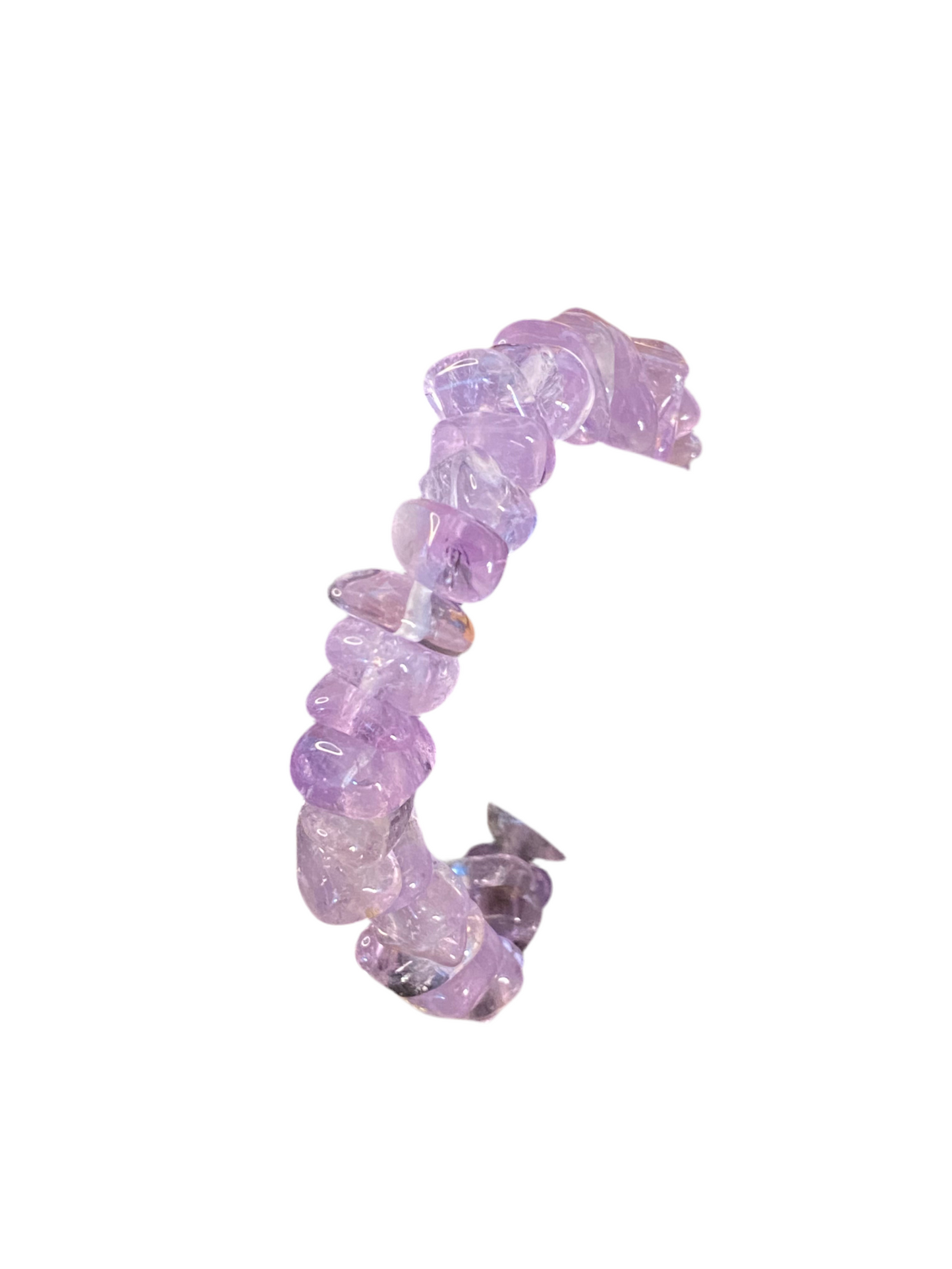 Amethyst chip tumbled string bracelet with genuine stones for peace and healing.