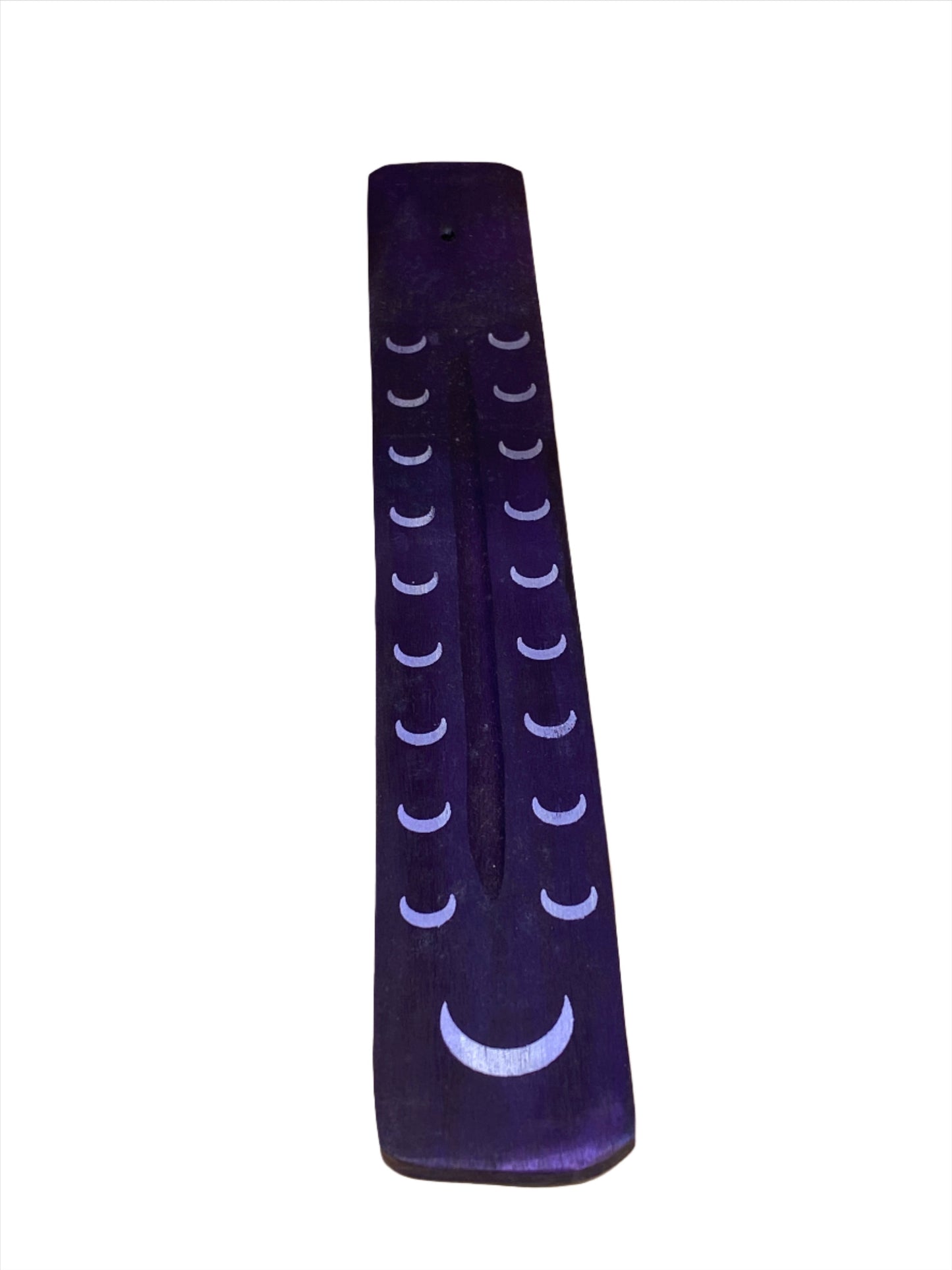 Wooden Incense Stick Holder Crescent Moon Purple