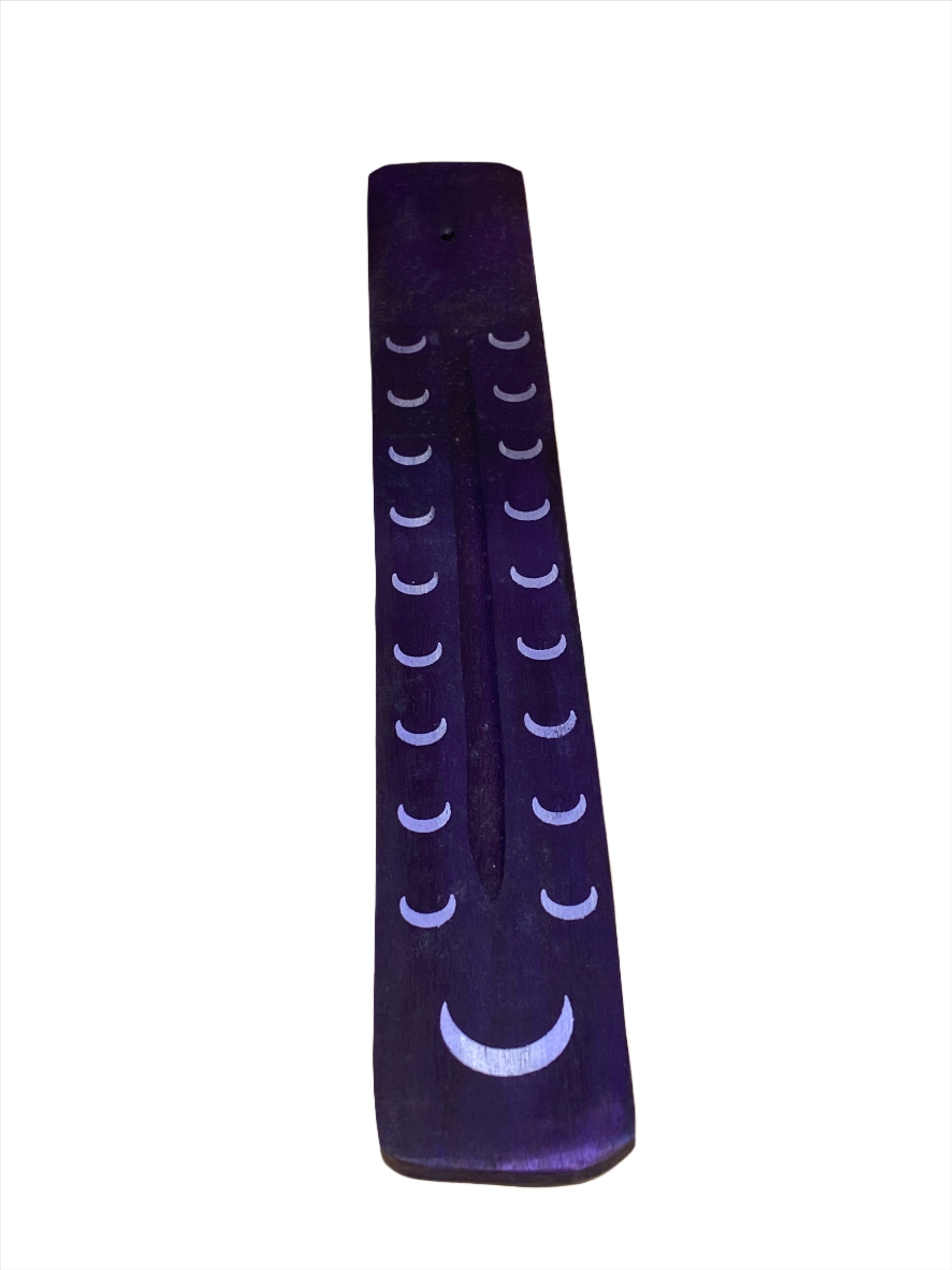 Wooden Incense Stick Holder Crescent Moon Purple