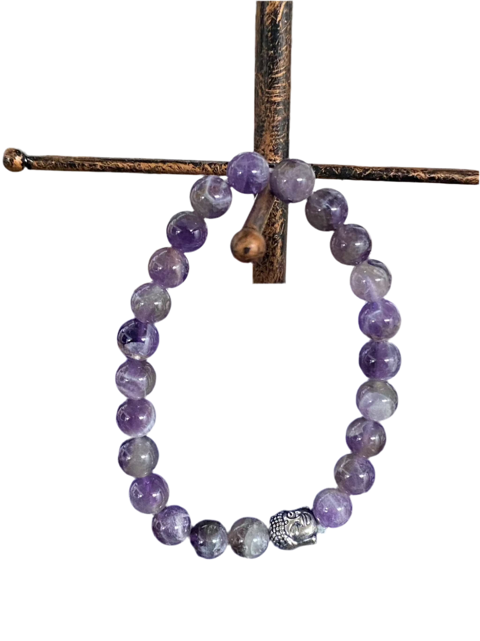 Amethyst Gemstone Bracelet With Buddha Charm for spiritual growth and balance.