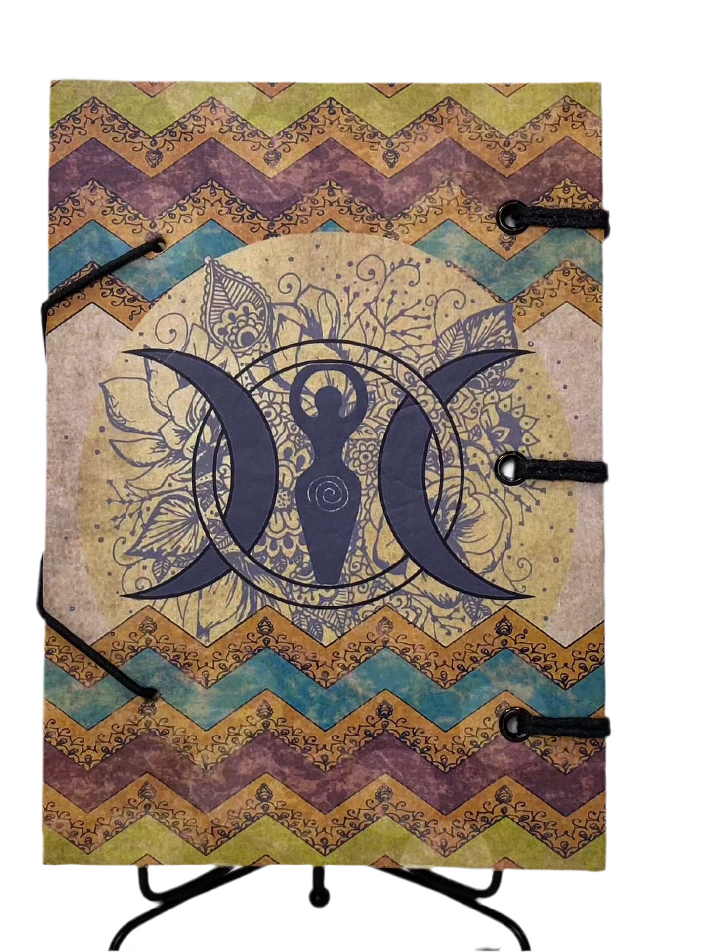 Earth Goddess Journal Book with Triple Moon Goddess Design on Recycled Paper