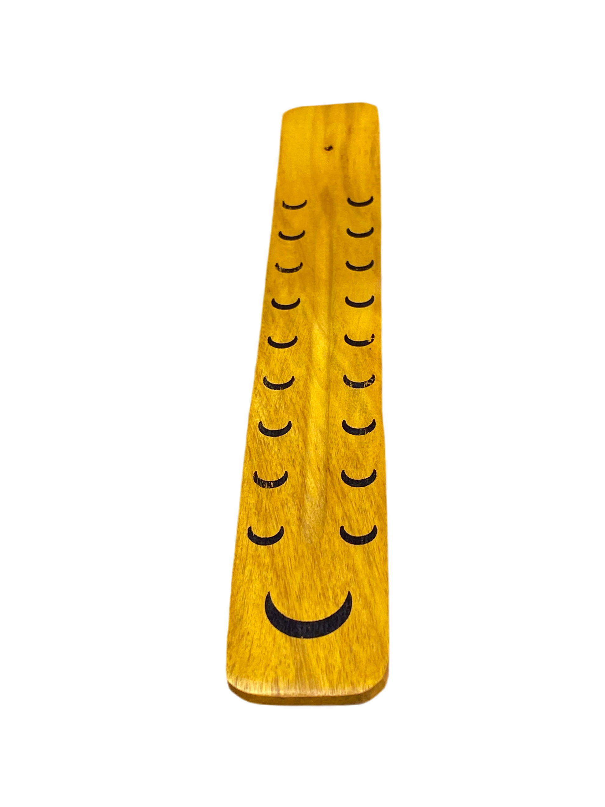 Wooden Incense Stick Holder Crescent Moon Yellow