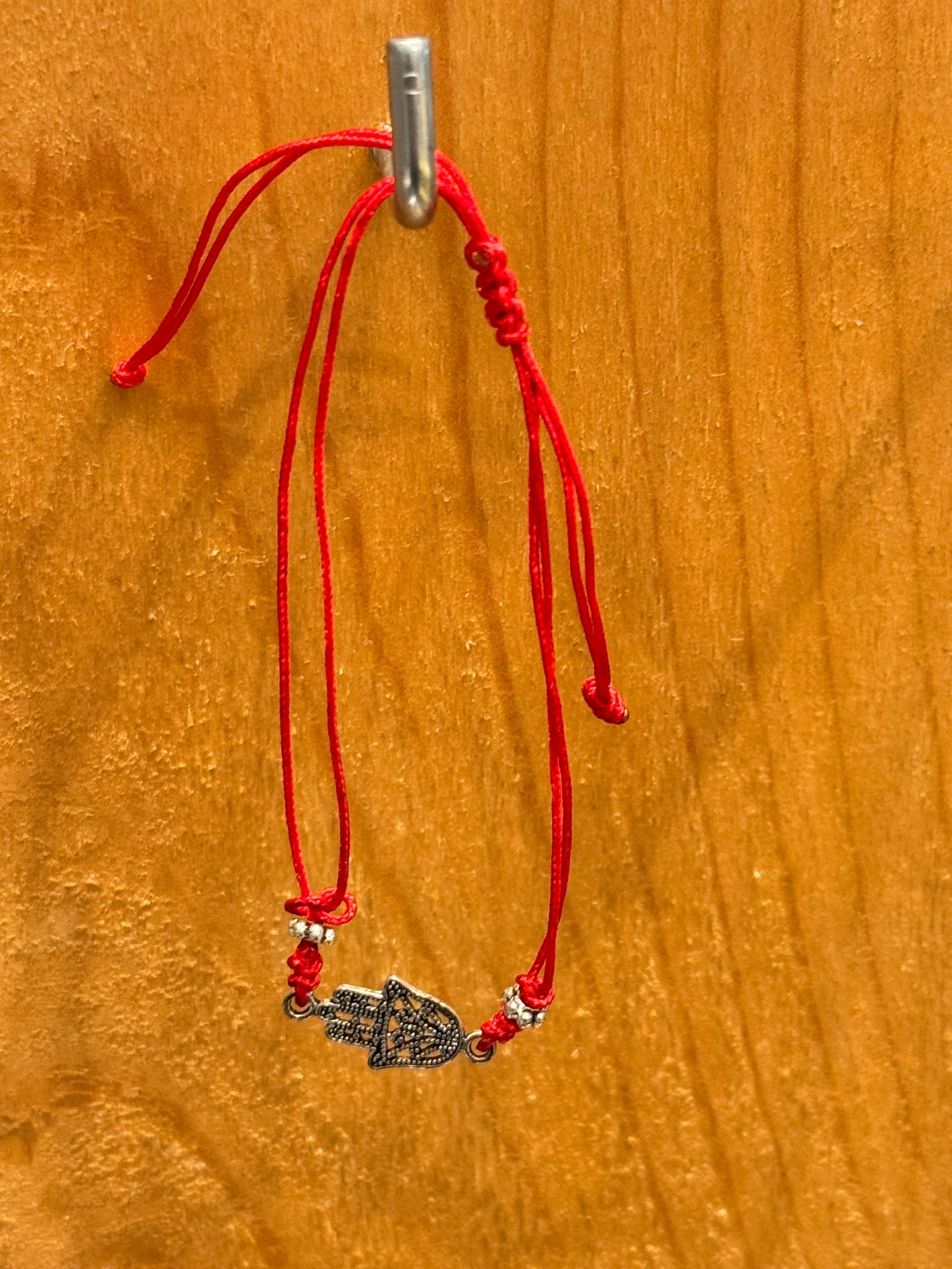 Red String Pull Tie Hamsa Talisman Charm Bracelet