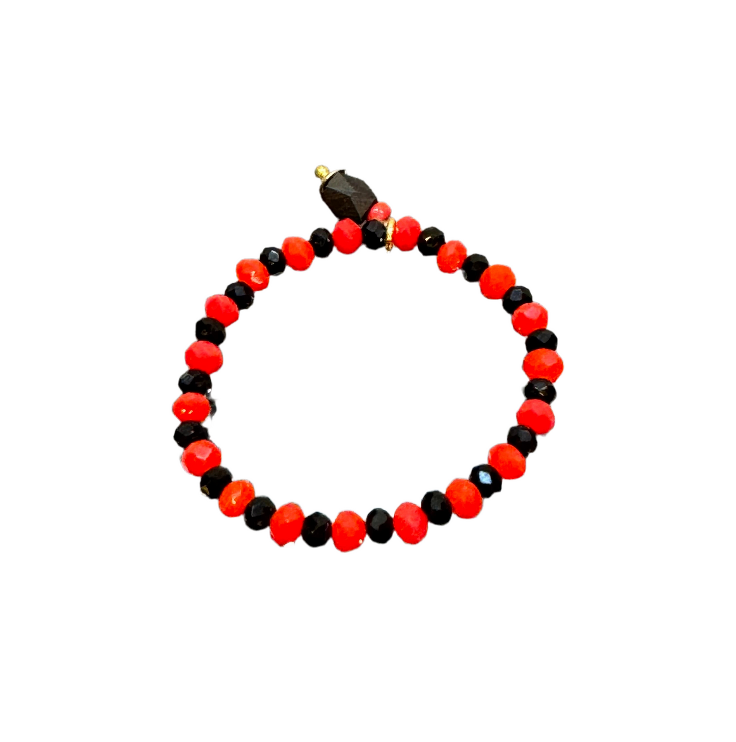 Red and Black Faceted Beaded Stretch Bracelet Baby Protection Good Luck Azabache Pendant Amulet