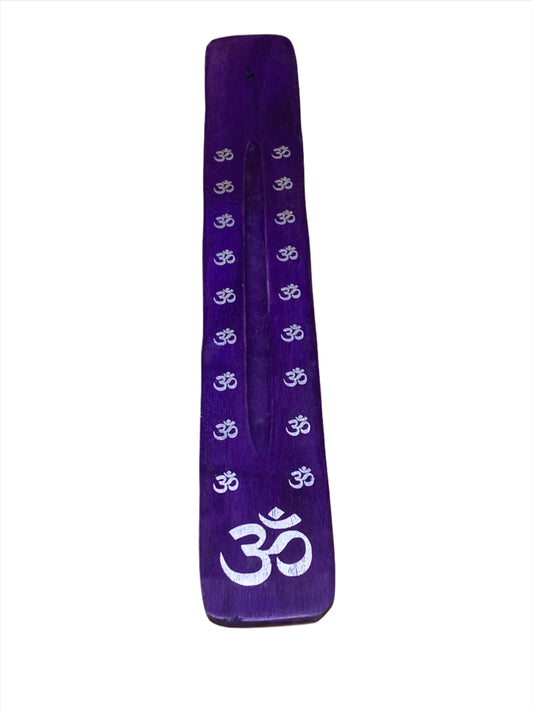 Wooden Incense Stick Holder Om Purple