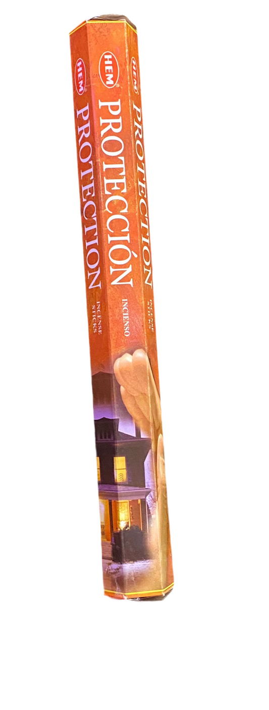 HEM Protection incense sticks package with floral amber and woody aroma.