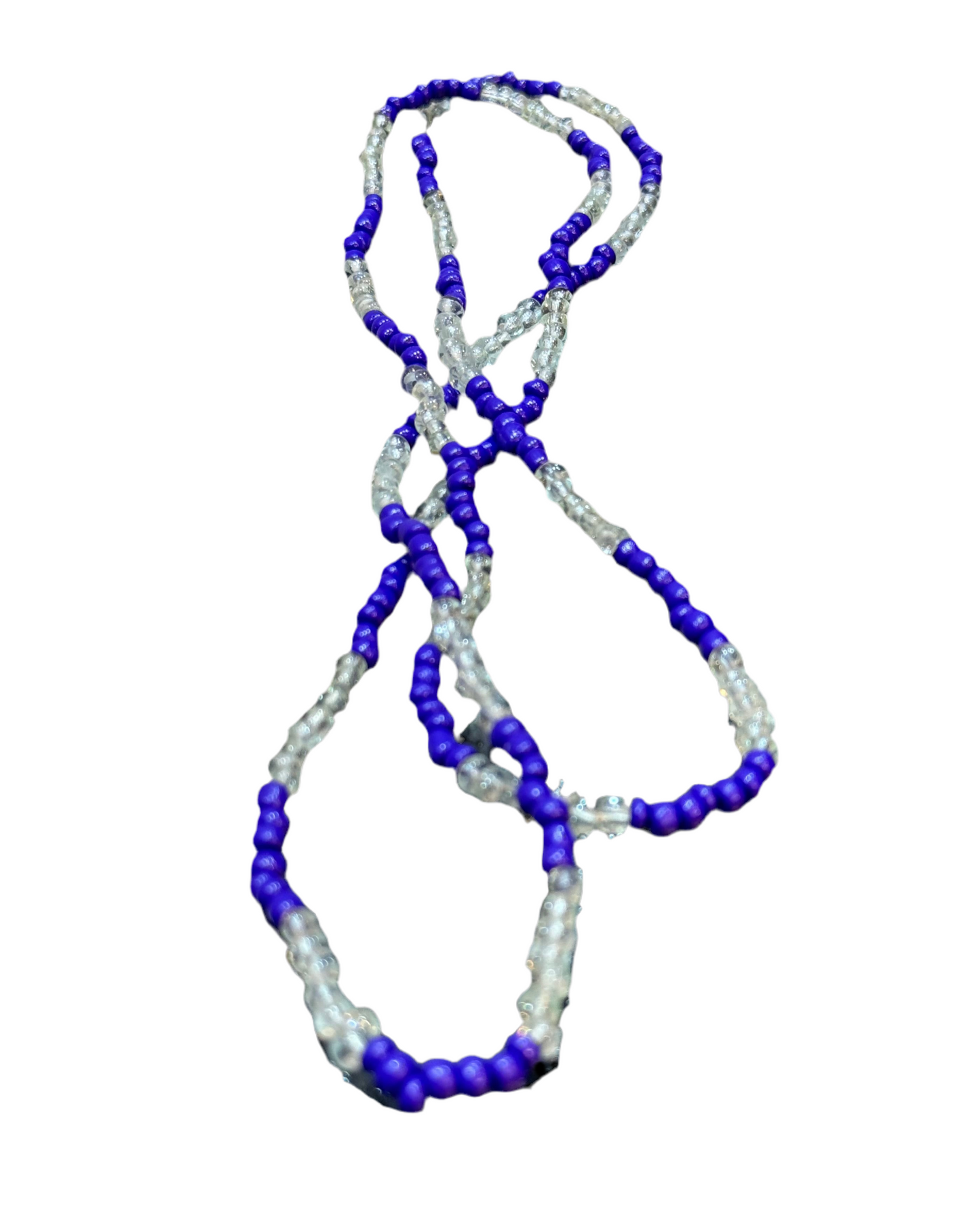 Orisha Olokun Handmade Beaded Purple and Clear Long Necklace