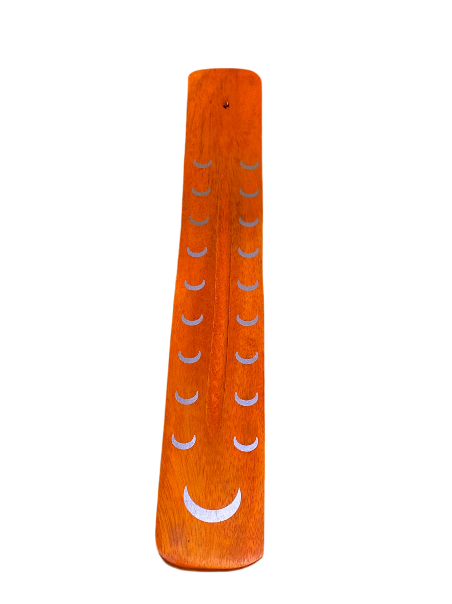 Wooden Incense Stick Holder Crescent Moon Orange