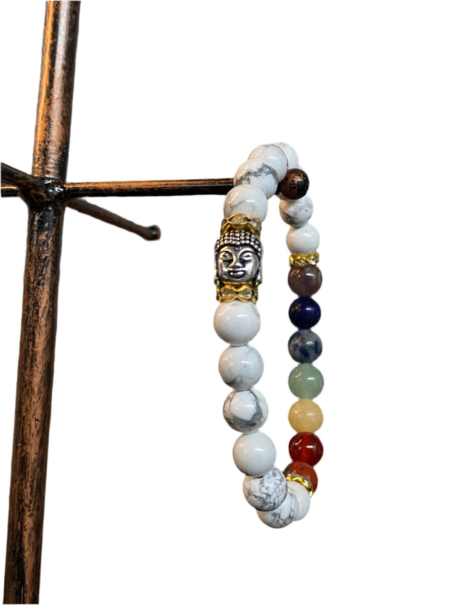 Howlite Chakra Gemstone Bracelet with Buddha Charm