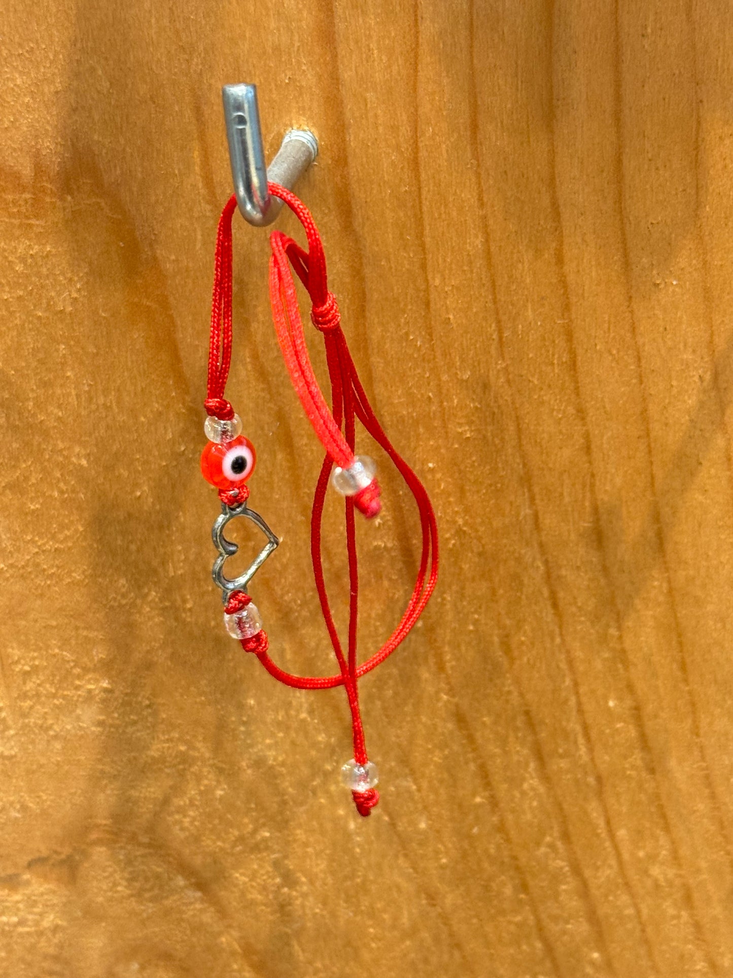 Red String Bracelet With Heart & Red Eye