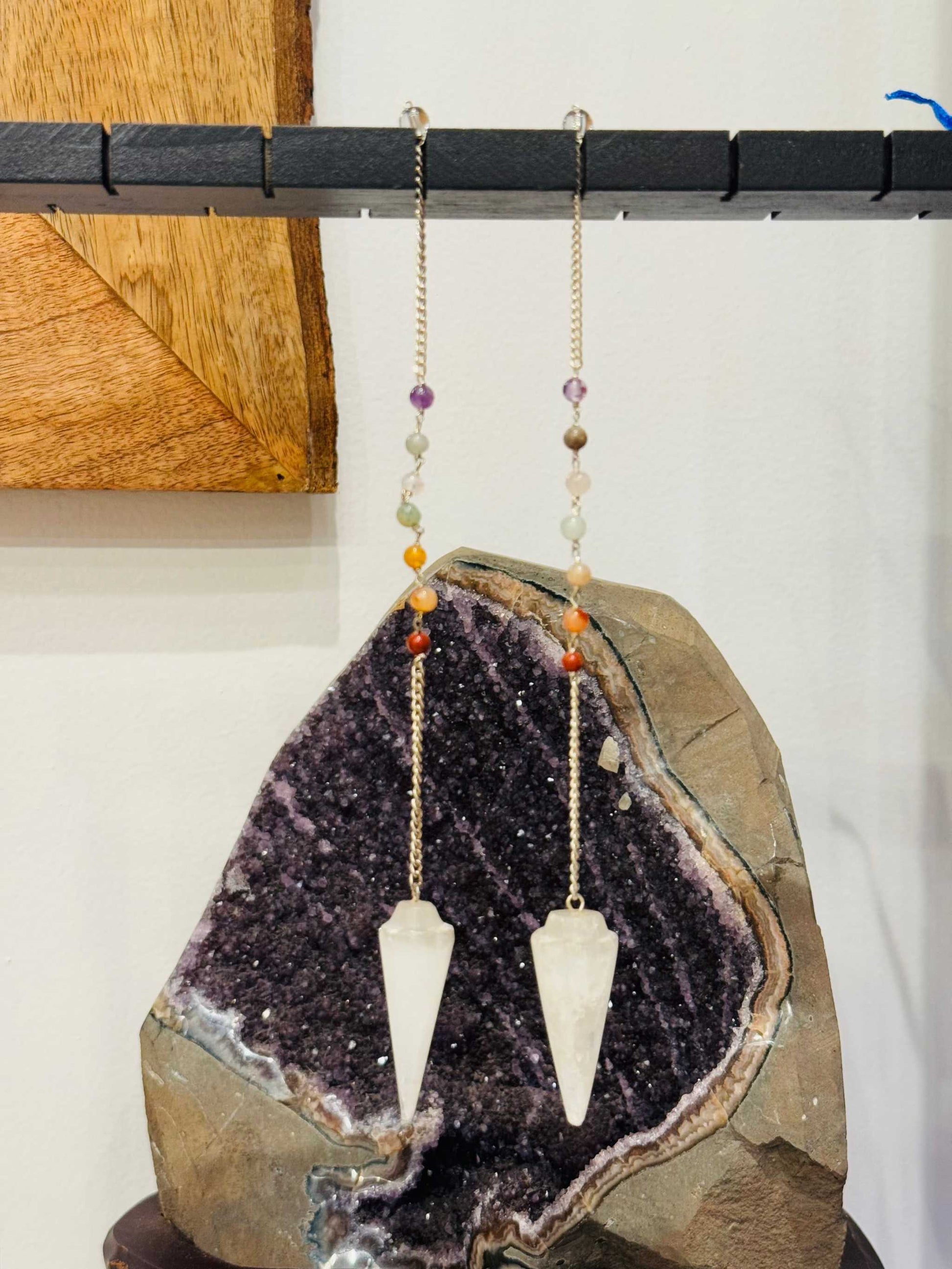 Seven Chakra Selenite Pendulum