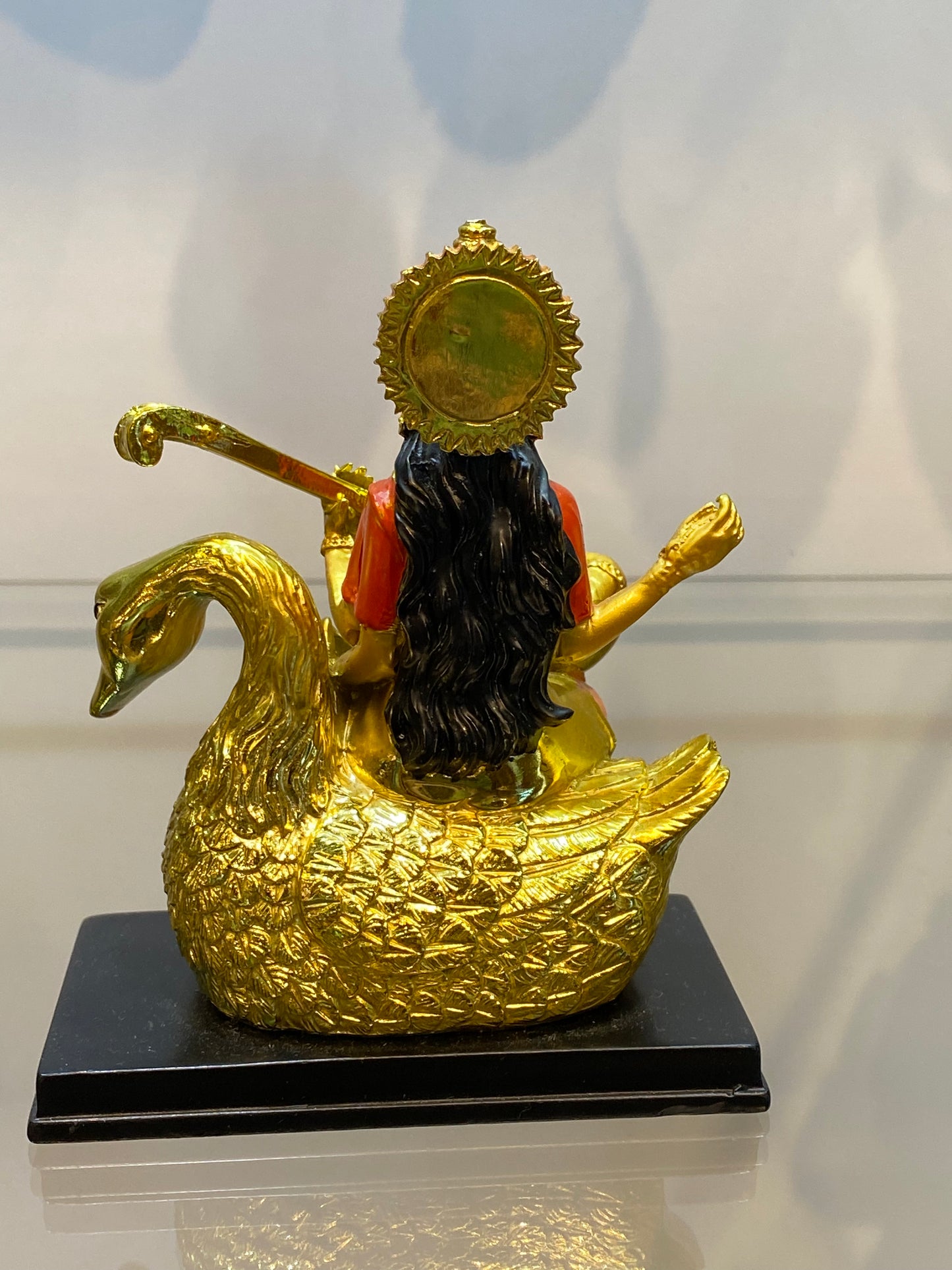Feng Shui Colored Golden Saraswati on Swan