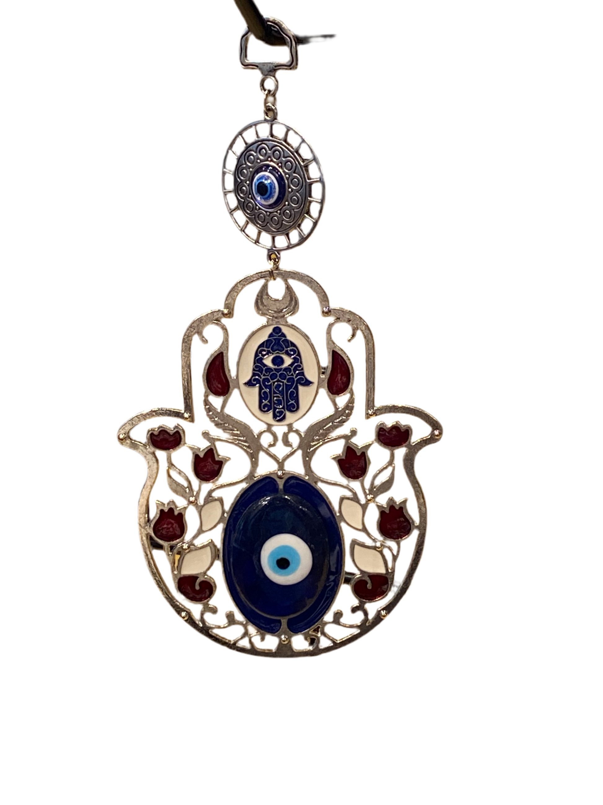 Blue Hand Of Fatima with Red Flowers