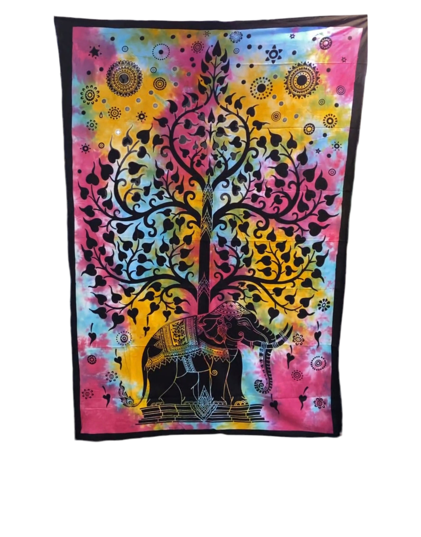 Indian Elephant Bodhi Tree Tapestry