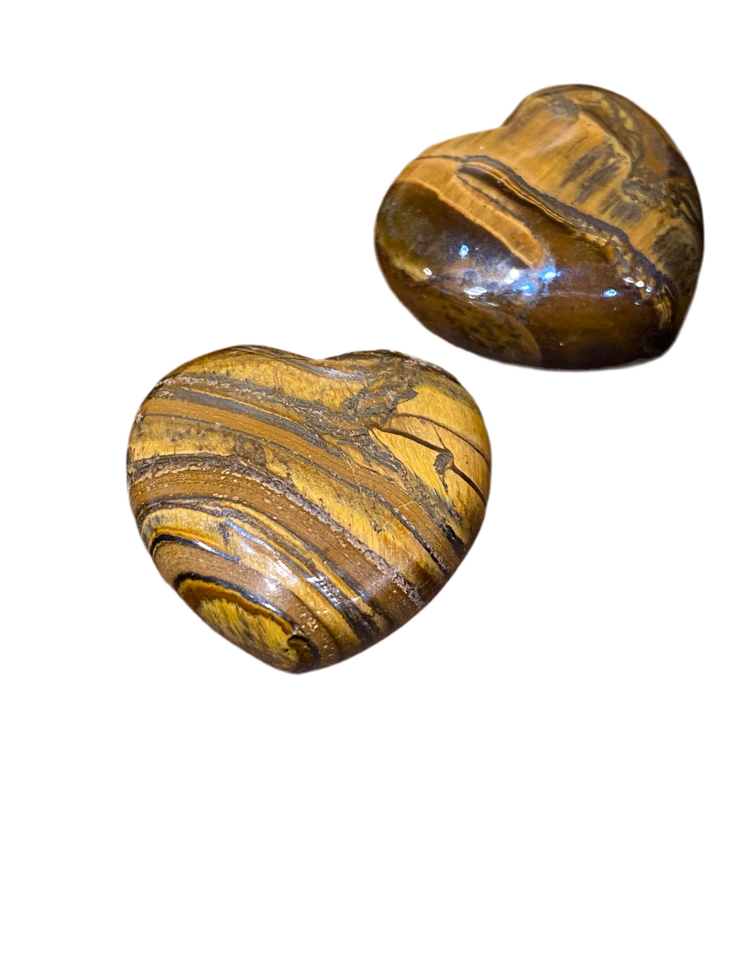 Tigers Eye Heart Tumbled Hand Carved Polished Thick 1 Each