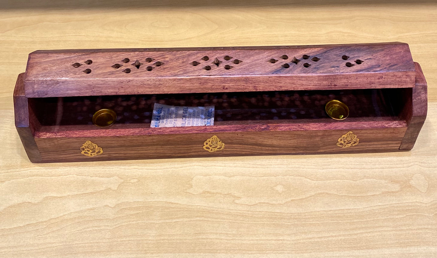 Original Wooden Ganesh Coffin Cone and Incense Holder