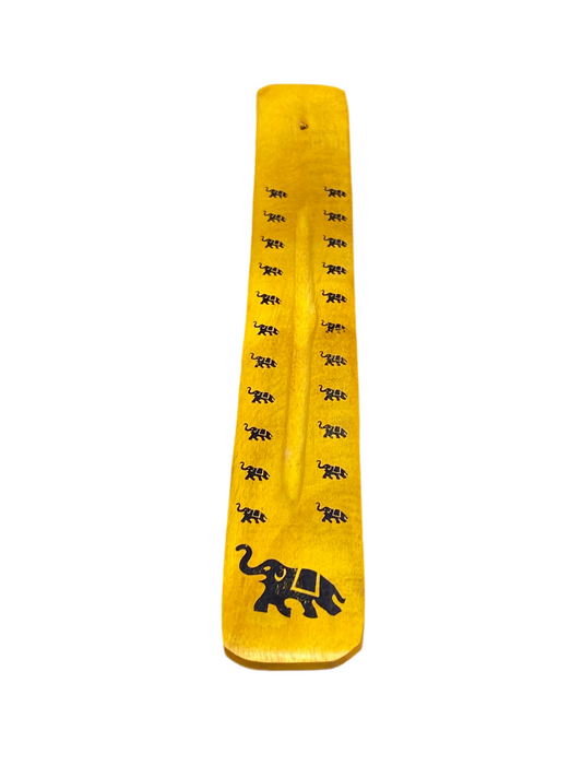 Wooden Incense Stick Holder Elephant Yellow