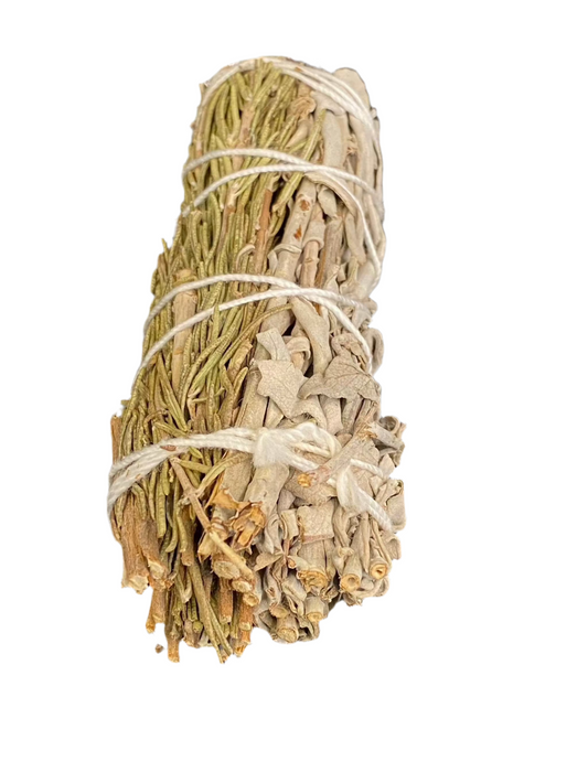 White Sage Rosemary Wand 4-inch for cleansing and protection.