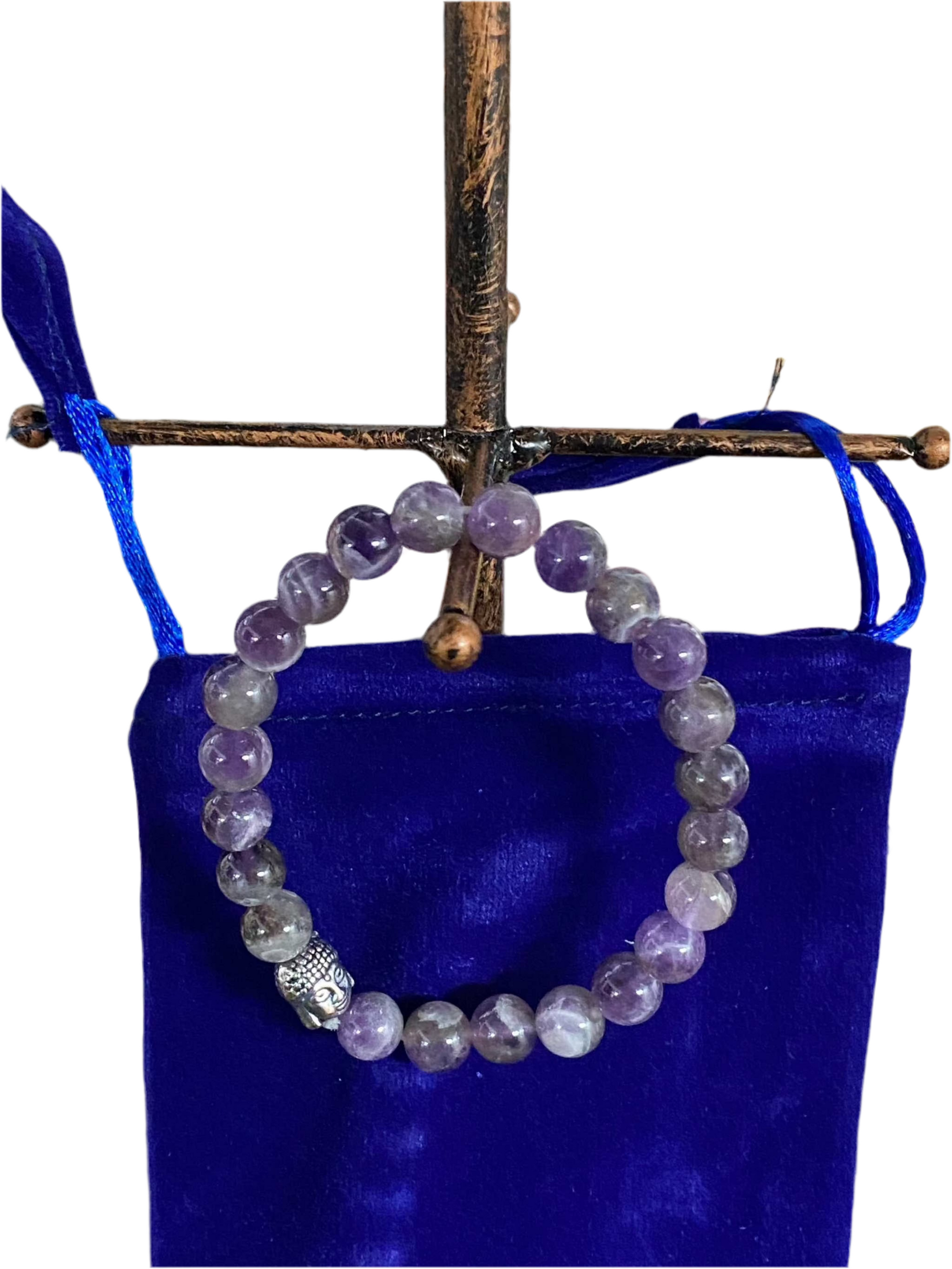 Amethyst Gemstone Bracelet With Buddha Charm