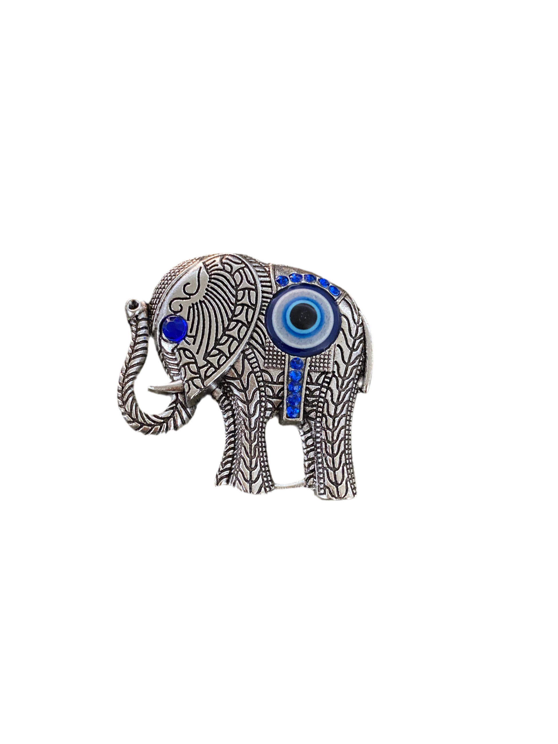 India Elephant Evil Eye Magnet with blue stone for protection and good fortune.