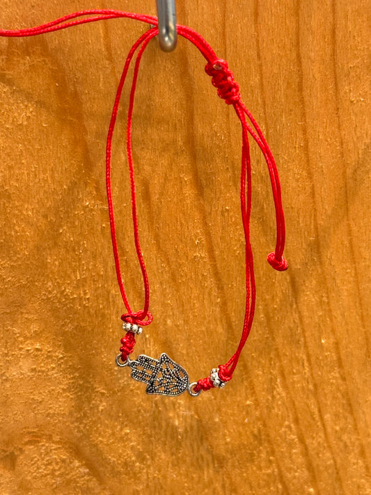 Red String Pull Tie Hamsa Talisman Charm Bracelet
