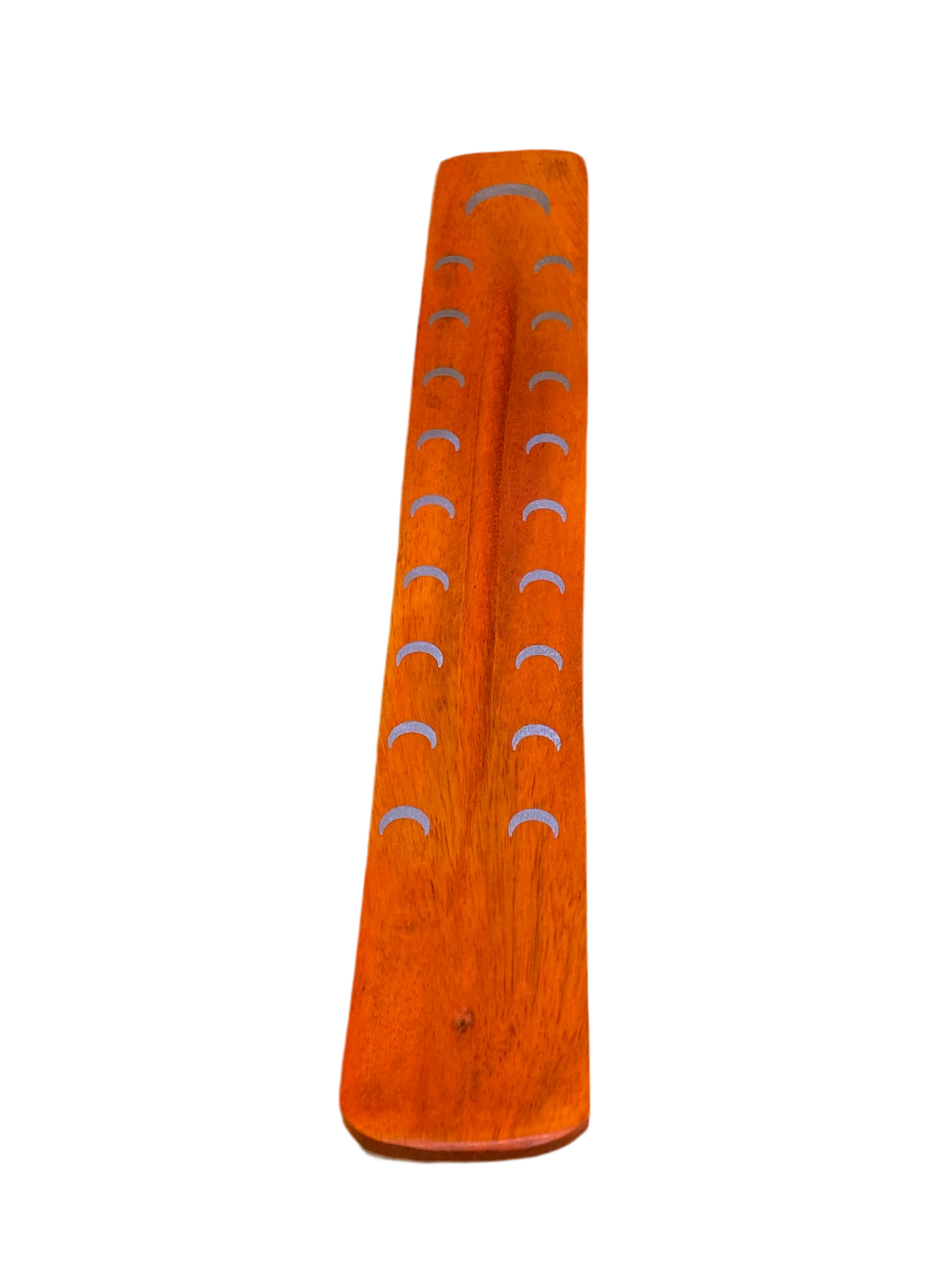 Wooden Incense Stick Holder Crescent Moon Orange