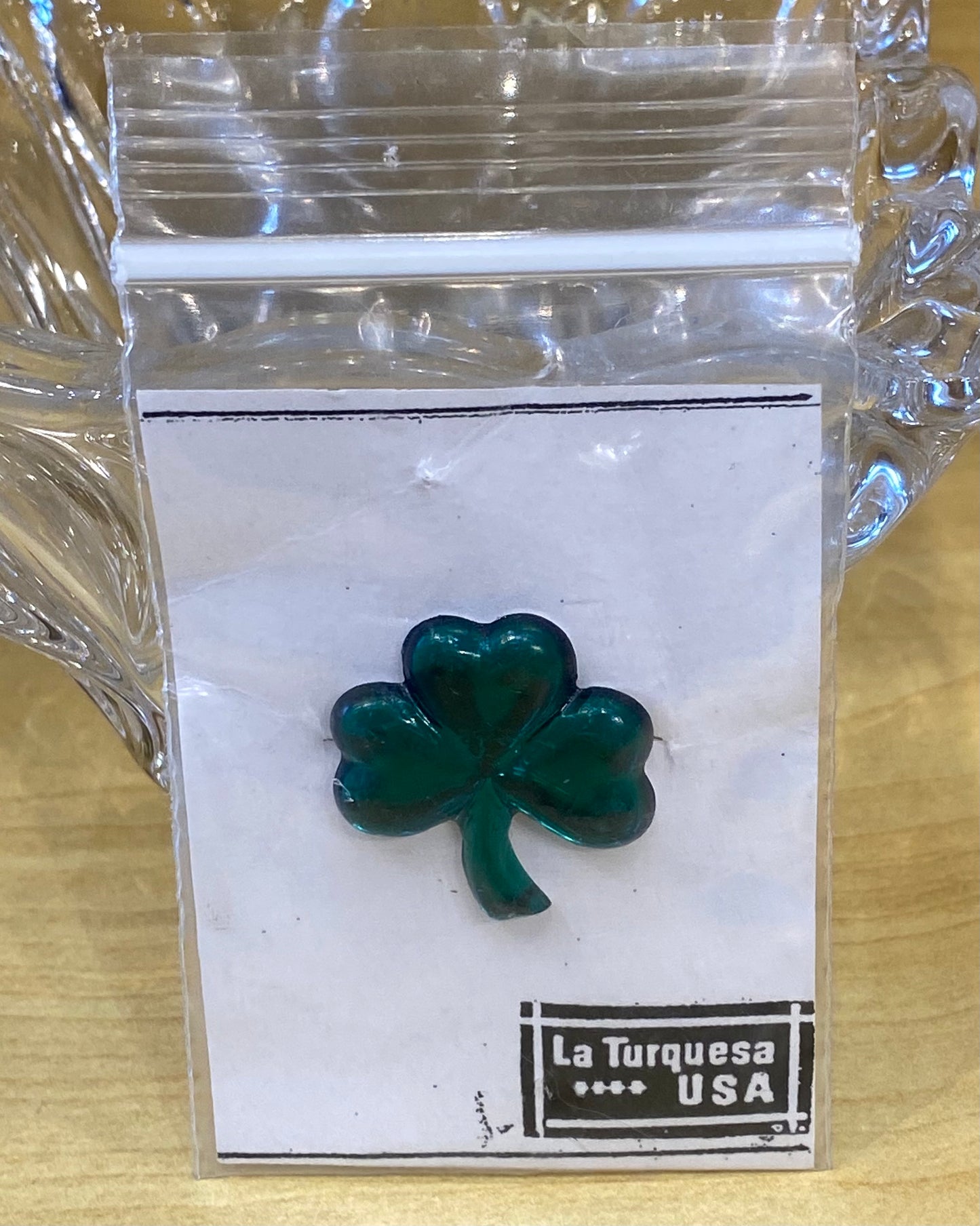 La Turquesa Green Triple Heart shaped Good Luck Pin