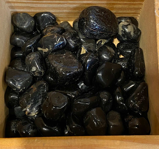 Black Onyx Tumbled Stone Agate for negativity blocking and patience.