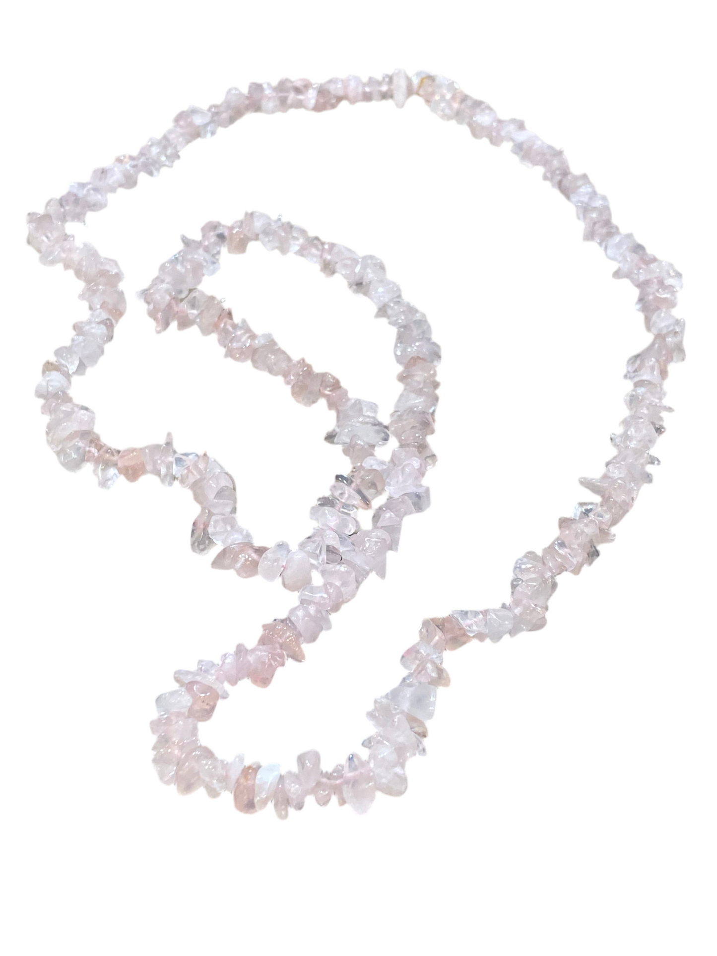 Rose Quartz Chip Necklace Long