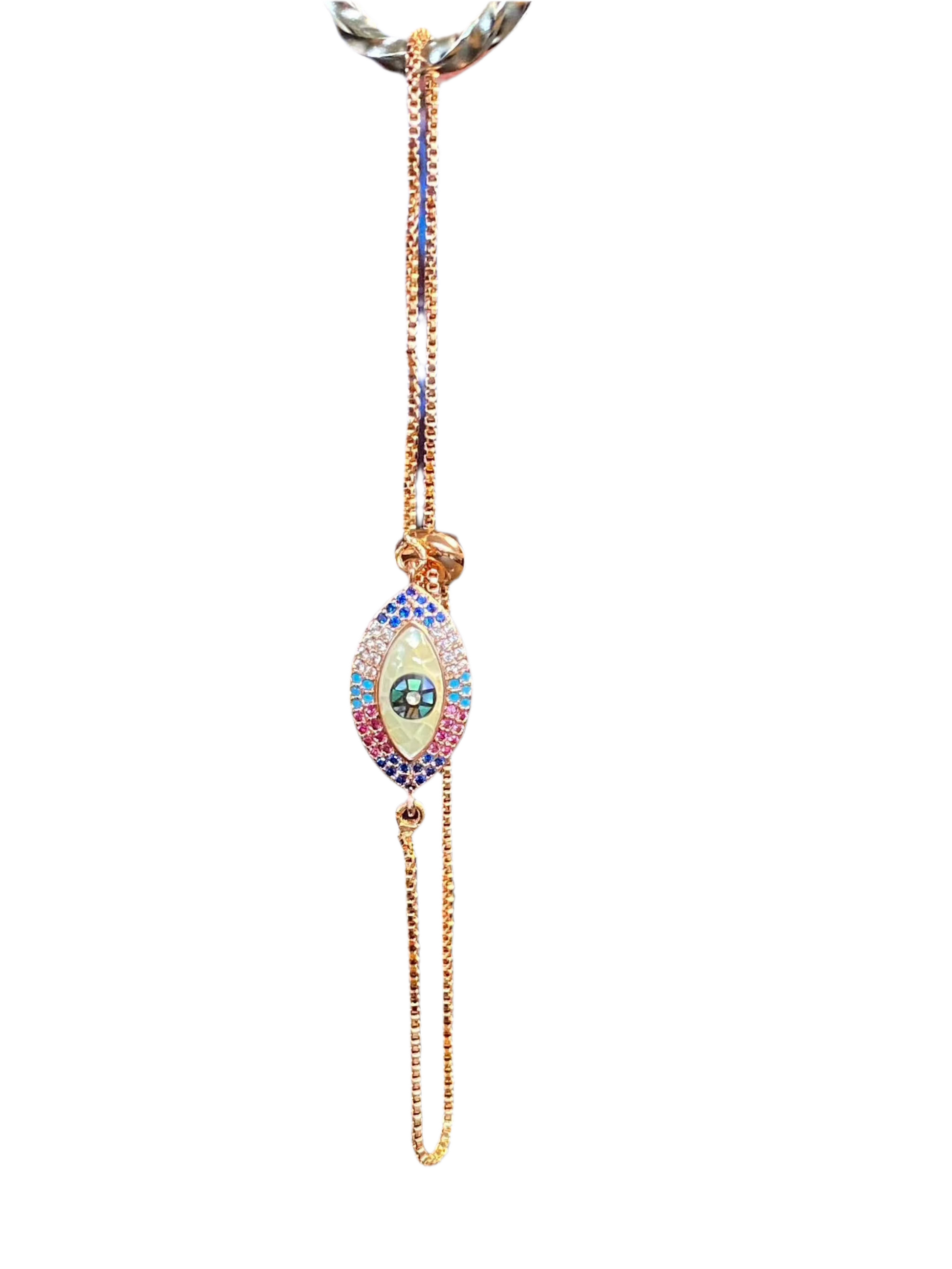 Multi Colors Evil Eye Rose Gold Dainty Bracelet