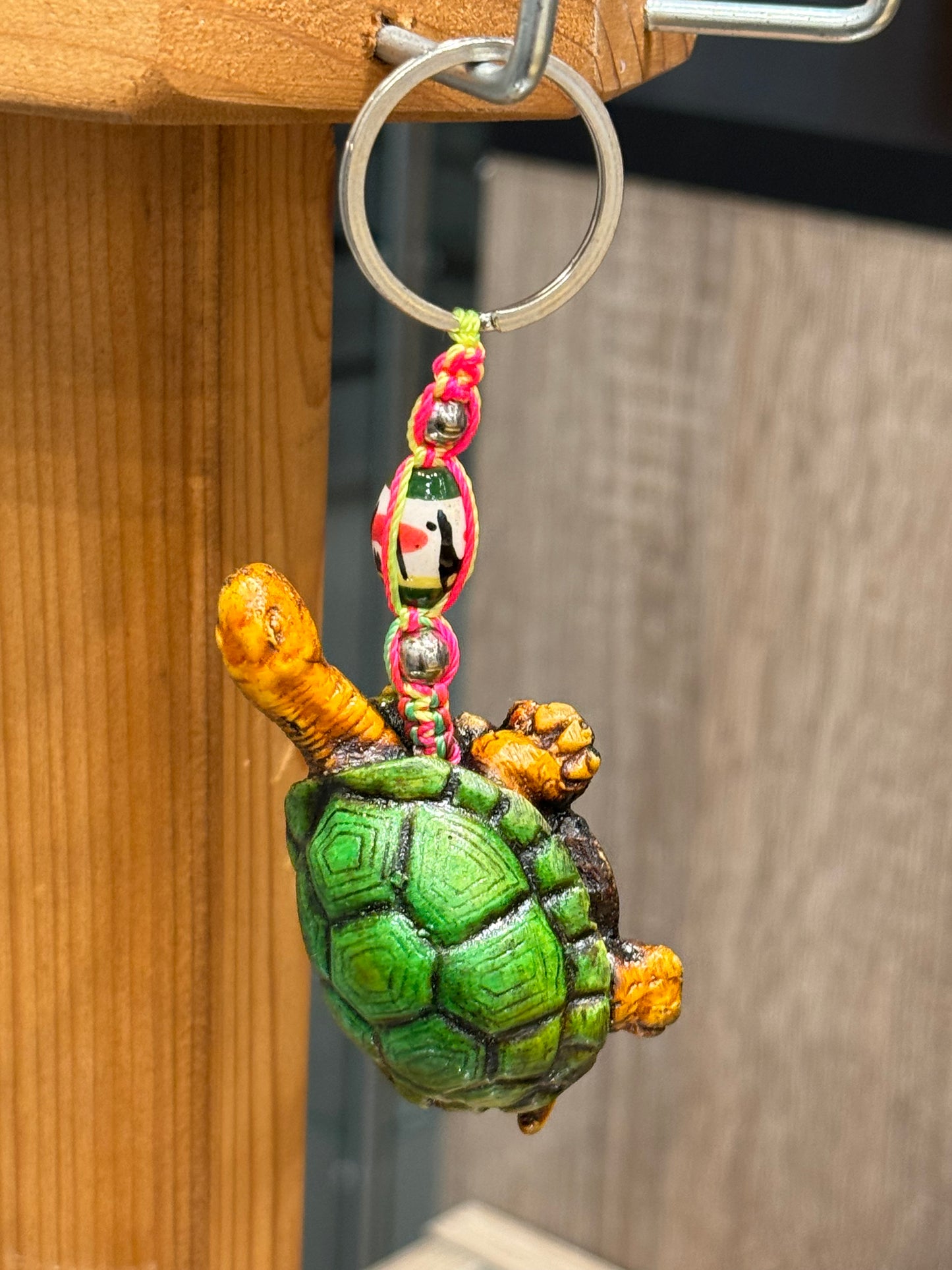 Turtle Land Animal Durepox Resin Figurine Keychain Multi Color Cord