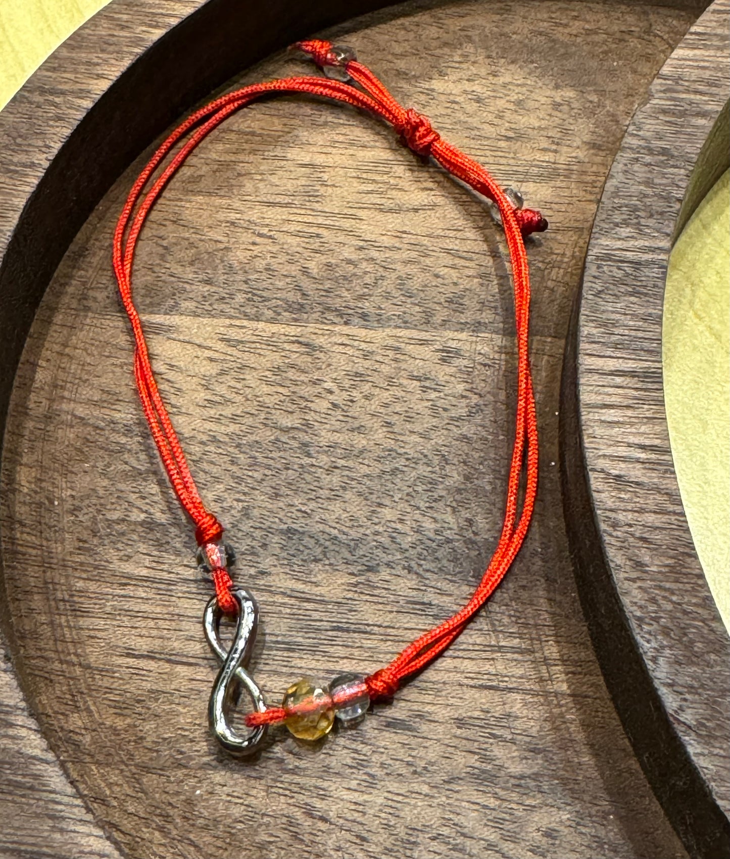 Red String Pull Tie Bracelet Infinity Charm and Colorful Bead