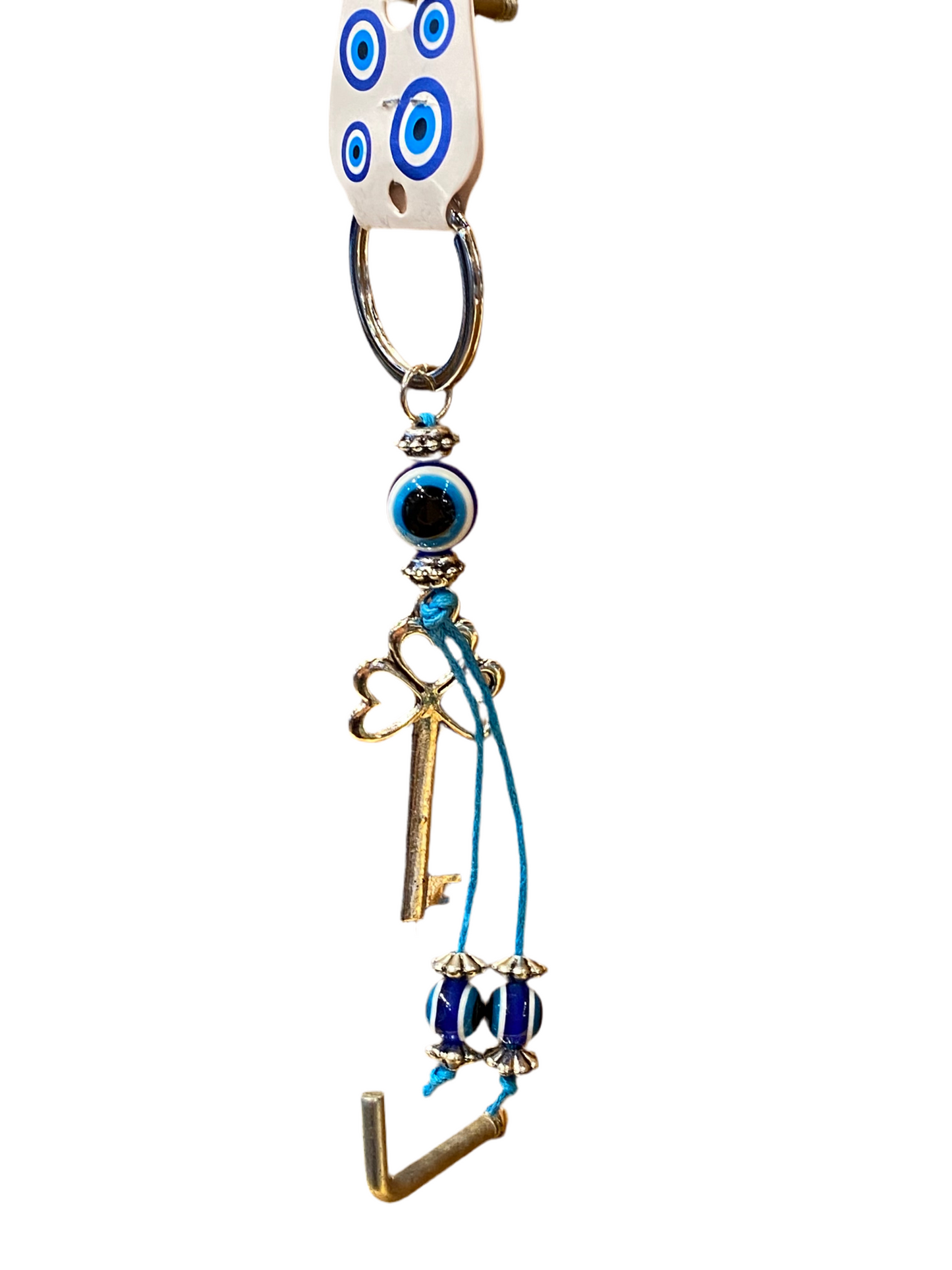 Three Leaf Clover Master Keychain with Evil Eye Charms for luck and protection.