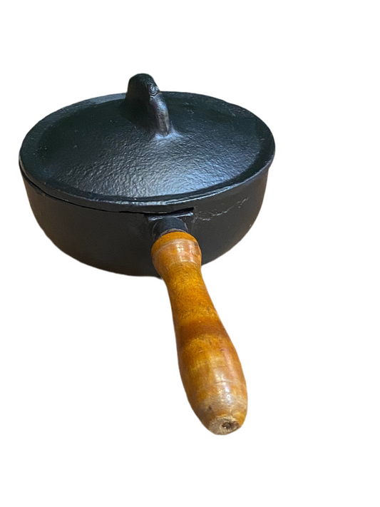 Cast Iron Cauldron Pan Wooden Handle