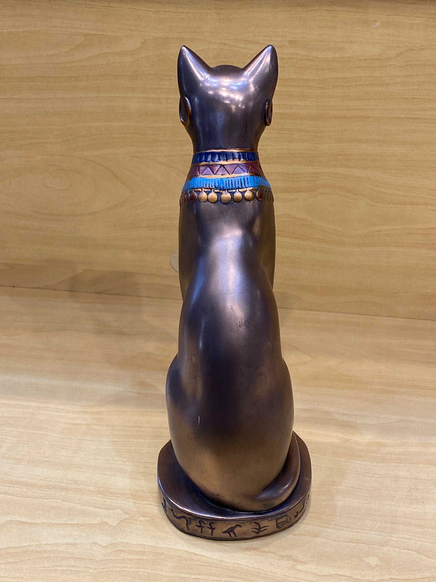 Egyptian Bastet Bronze Cat Statue with Collar