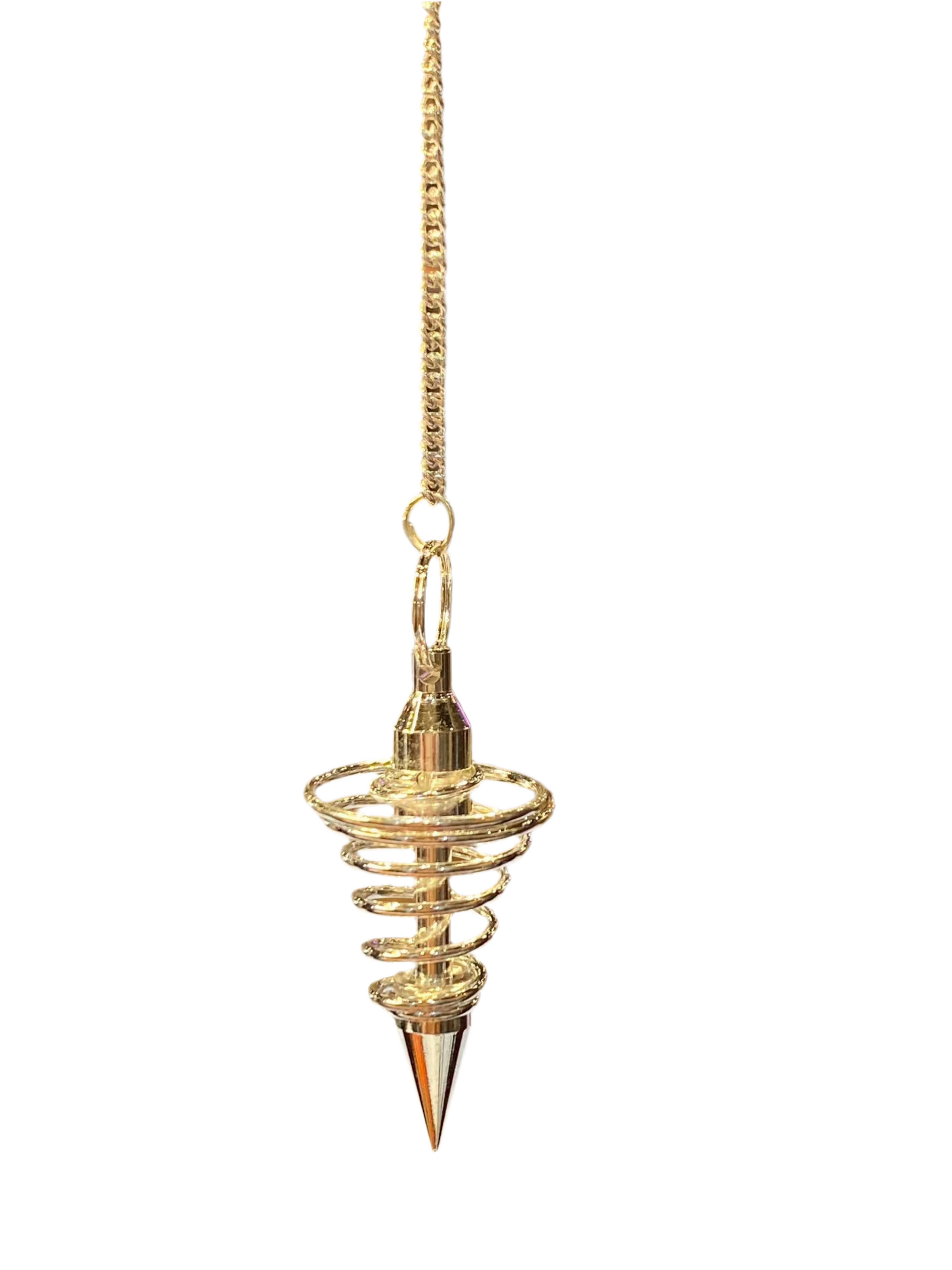 Spiral Metal Pendulum for spiritual guidance and healing.