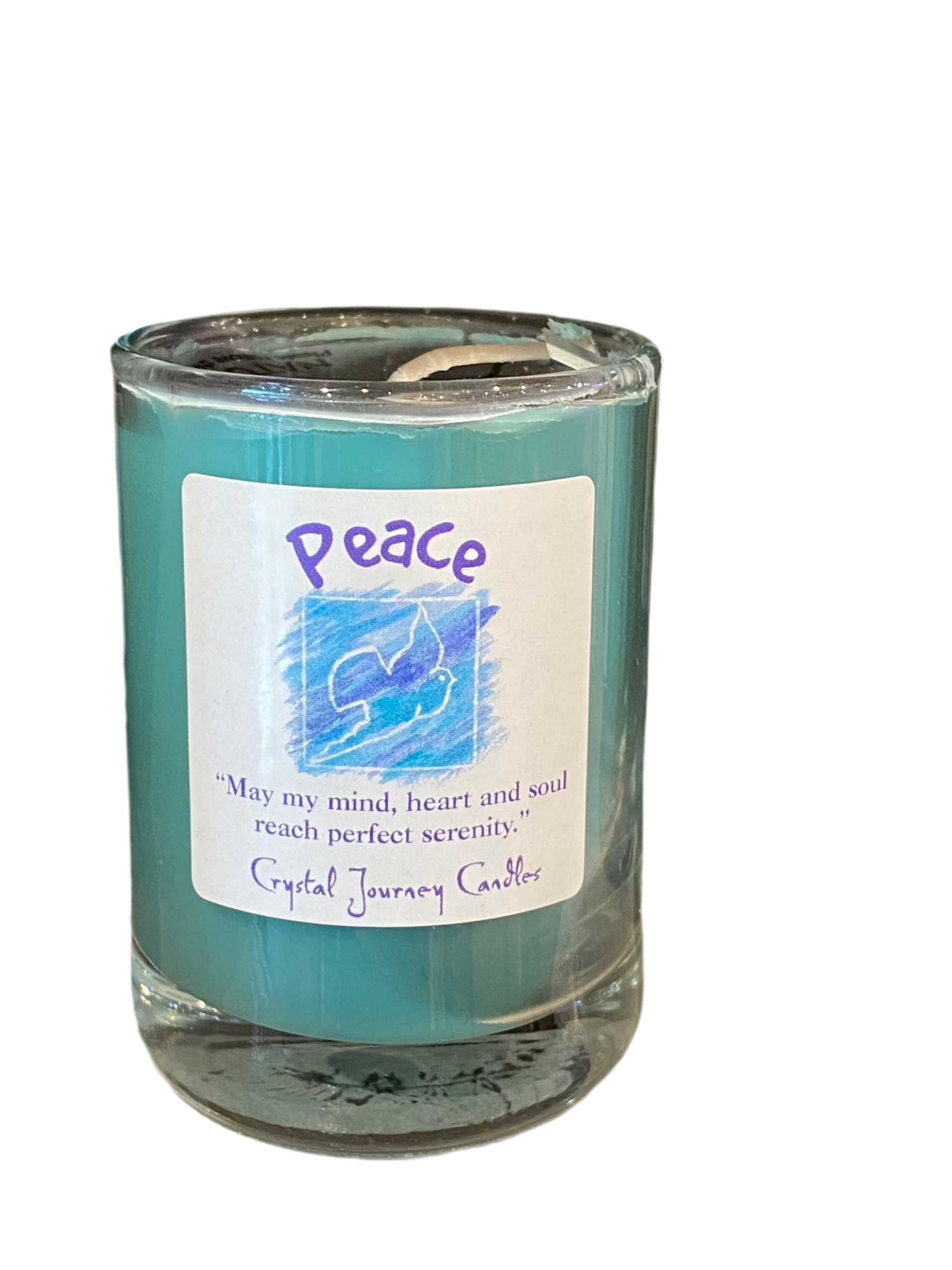 Peace Crystal Journey Filled Glass Votives Candle