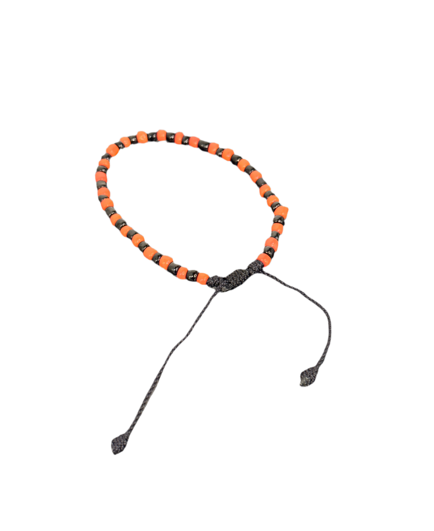 Orisha Handmade Beaded Pull String Black and Orange Bracelet