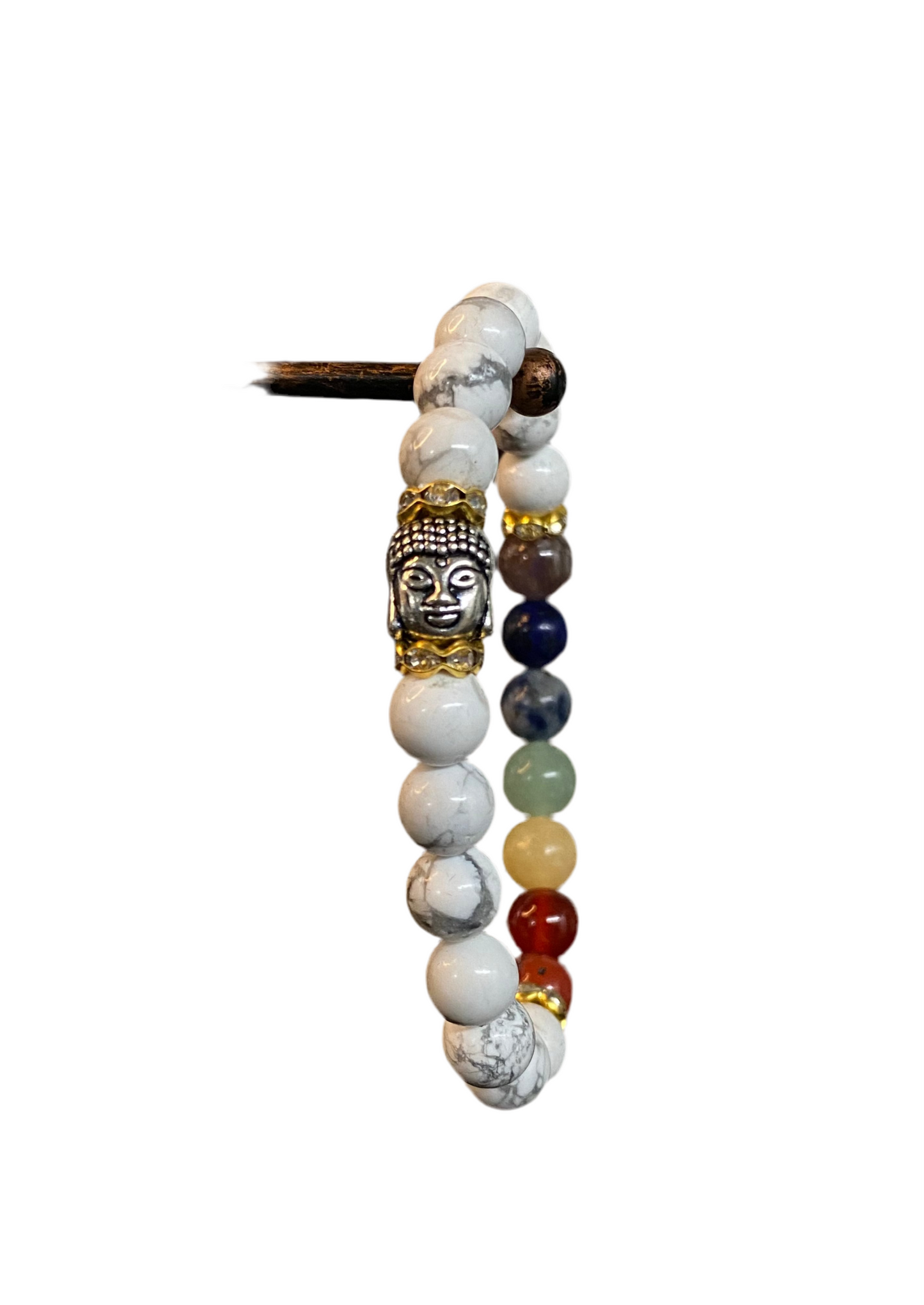 Howlite Chakra Gemstone Bracelet with Buddha Charm